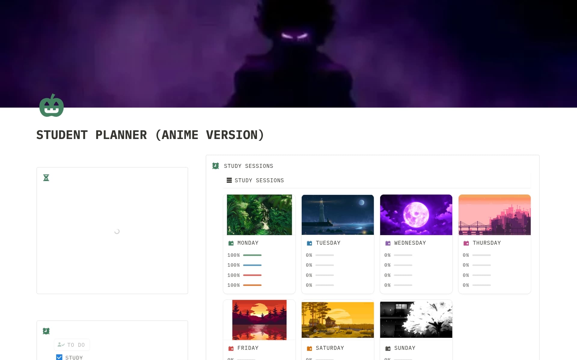 A template preview for Student planner