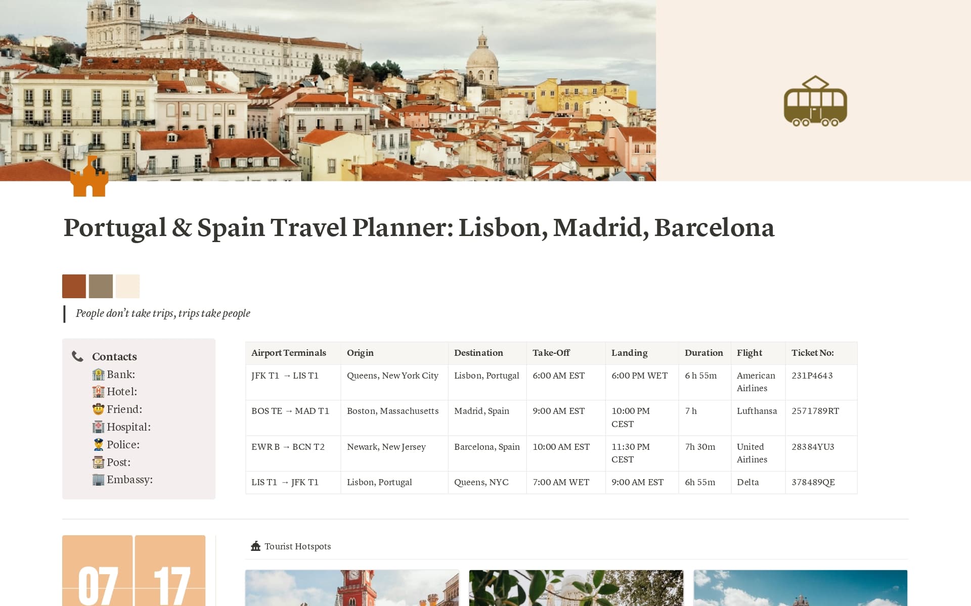 Portugal & Spain Travel Planner Template | Notion Marketplace
