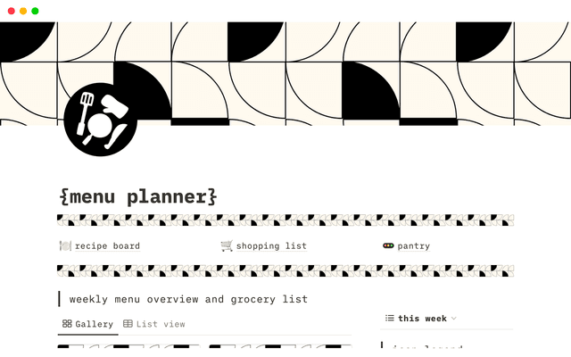 Menu planner