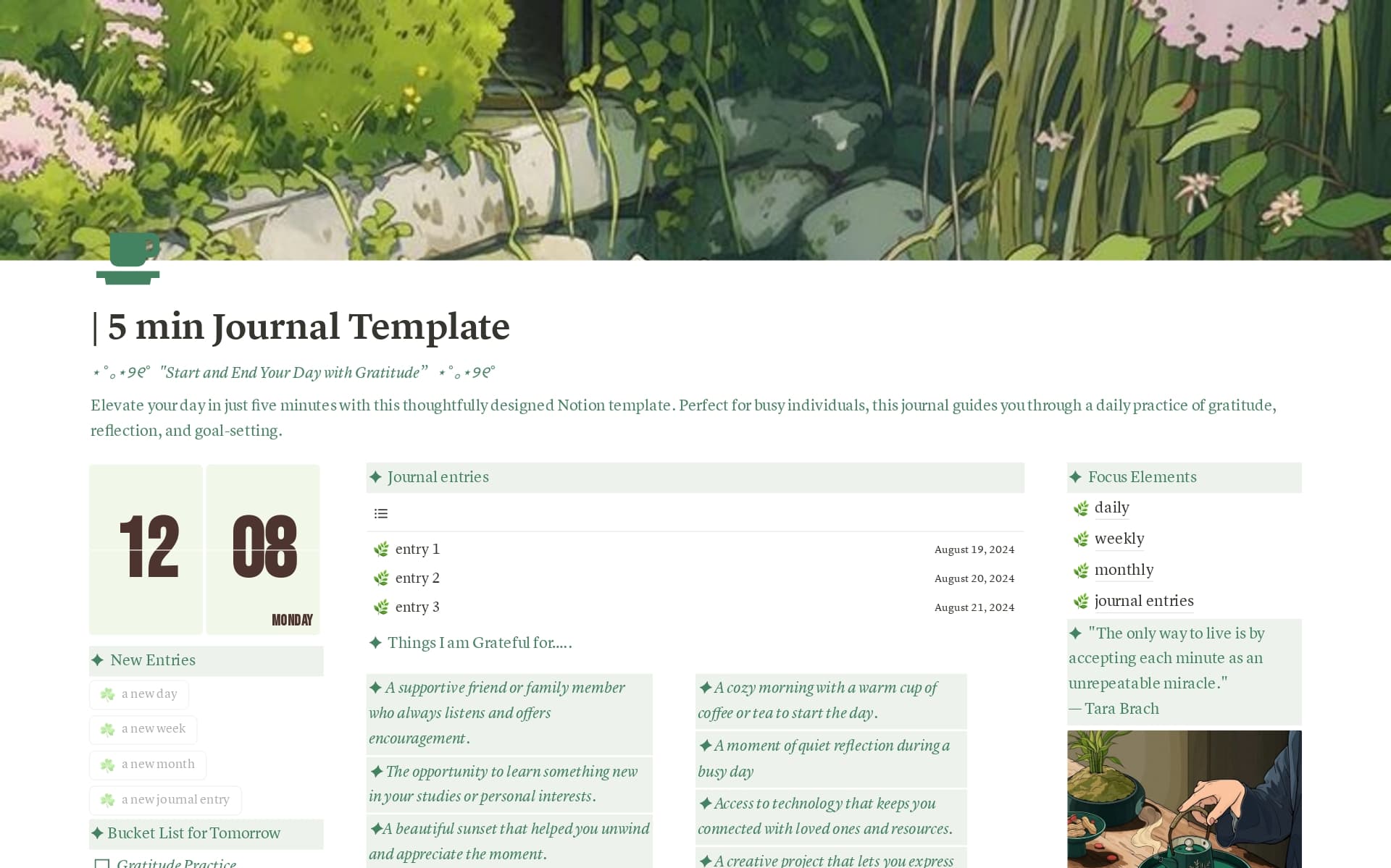 5 Minute Journal Template by Notion Bytes | Notion Marketplace