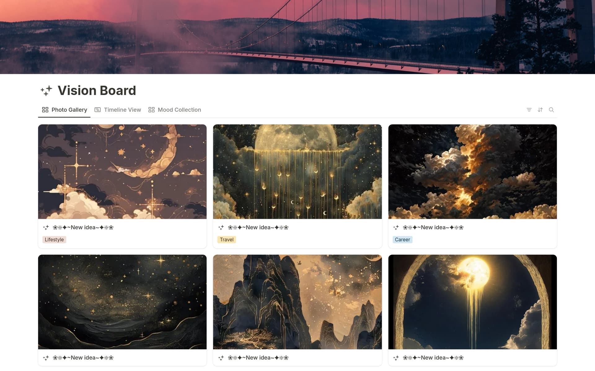 A template preview for Vision board