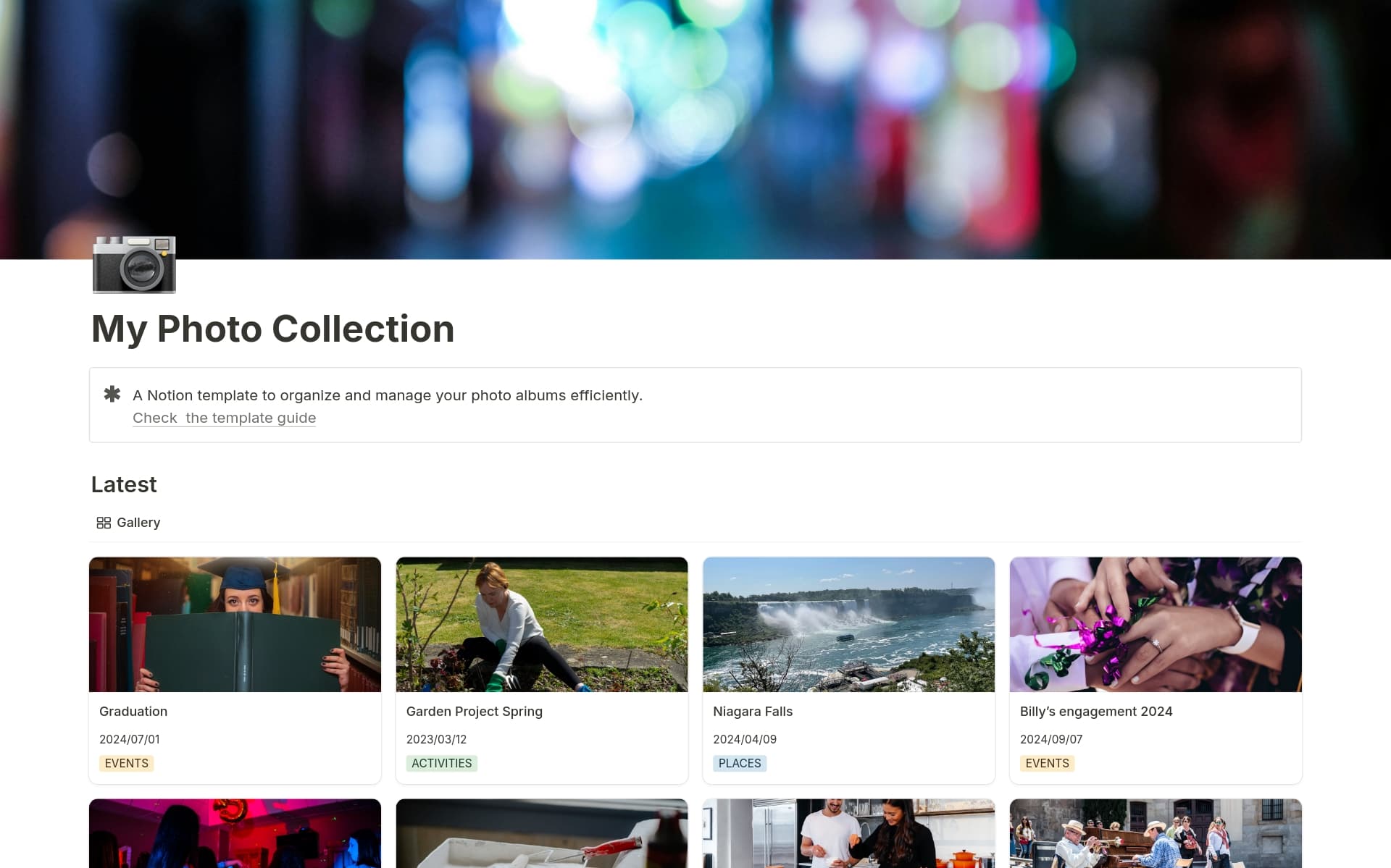 A template preview for My Photo Collection