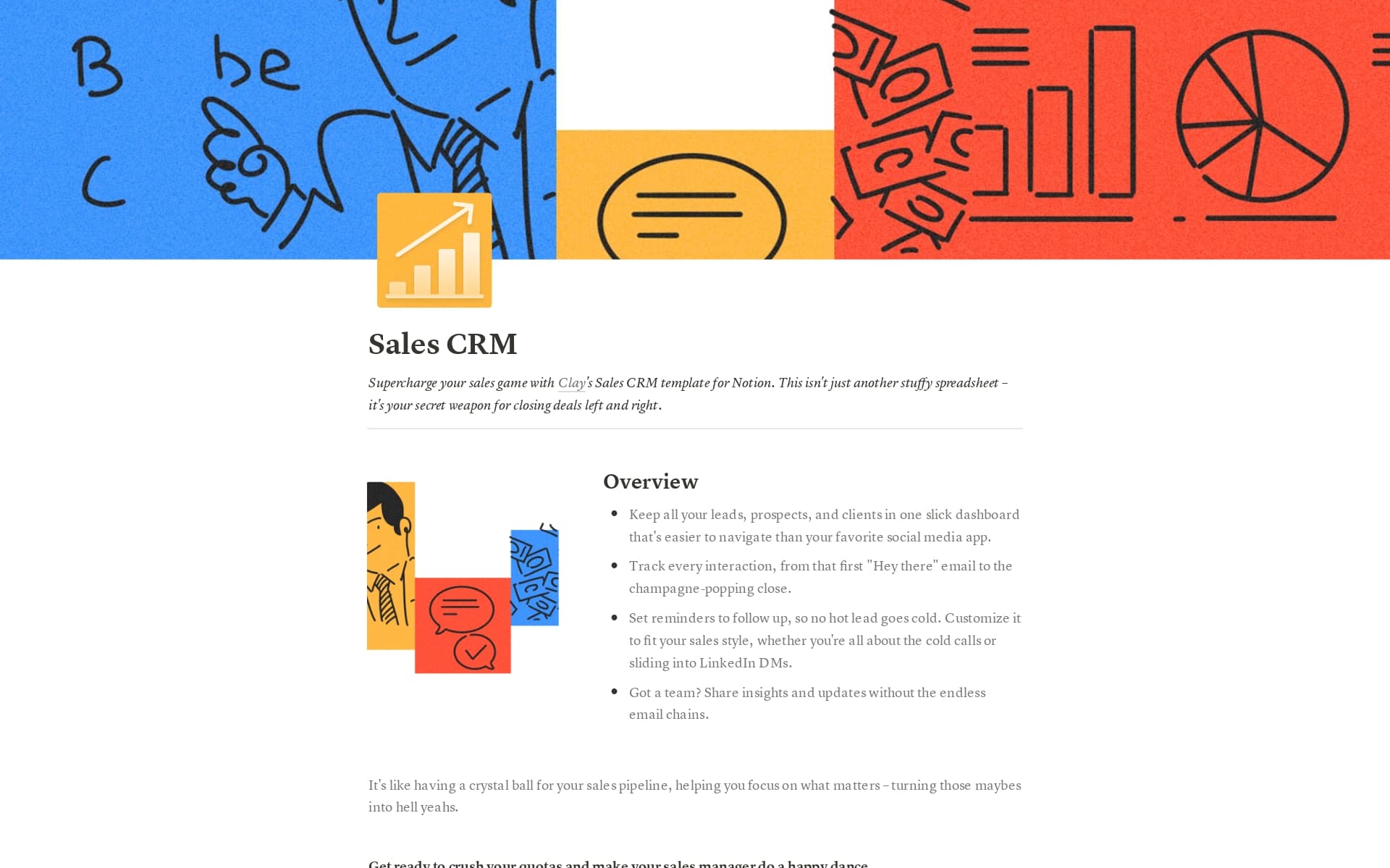 A template preview for Sales CRM