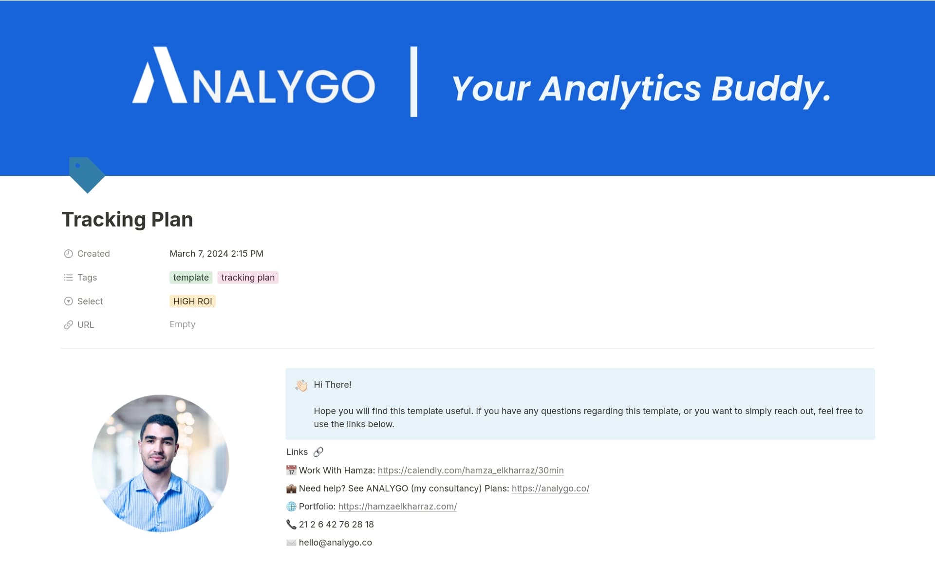 Eine Vorlagenvorschau für The One Page Tracking Plan