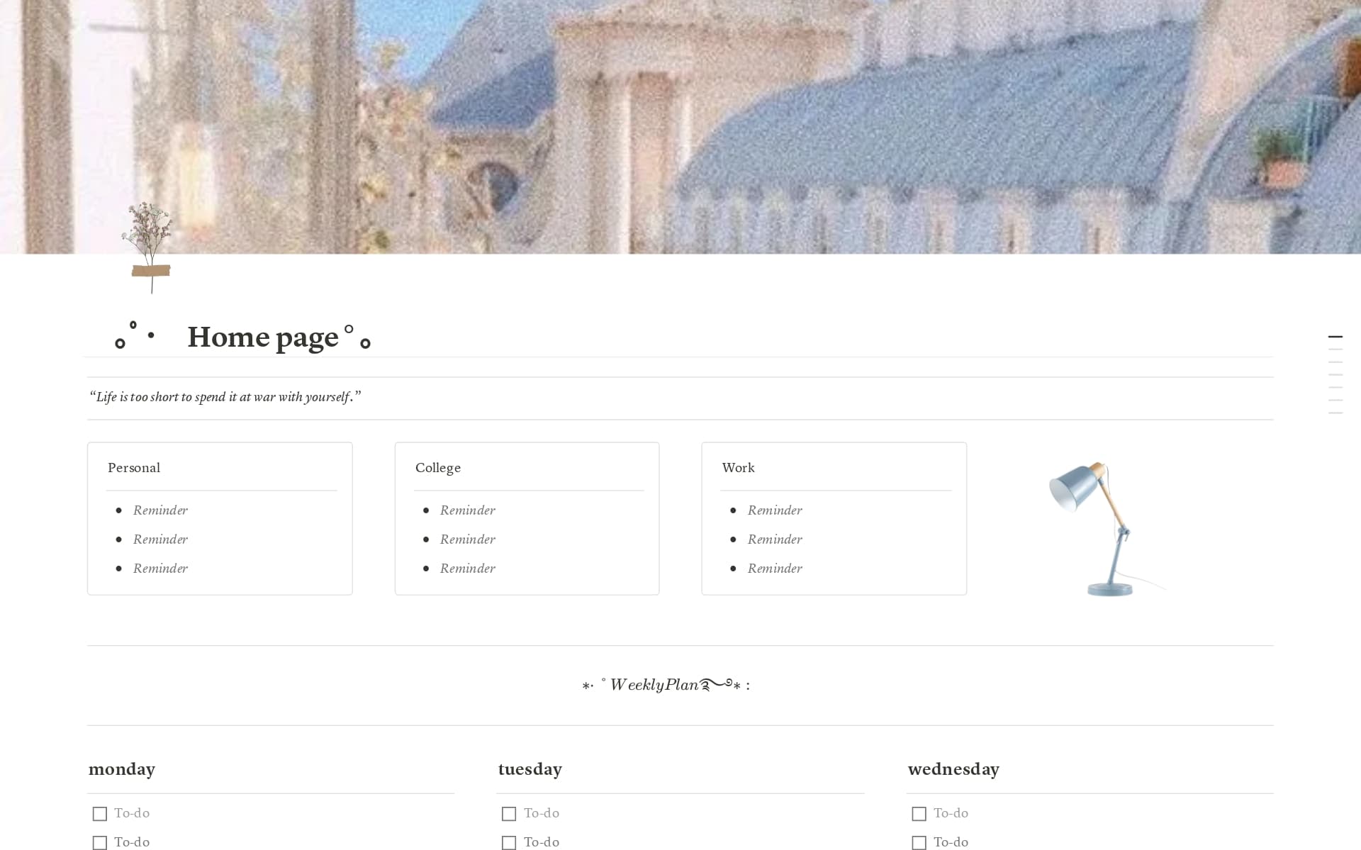 A template preview for Home page clean aesthetic