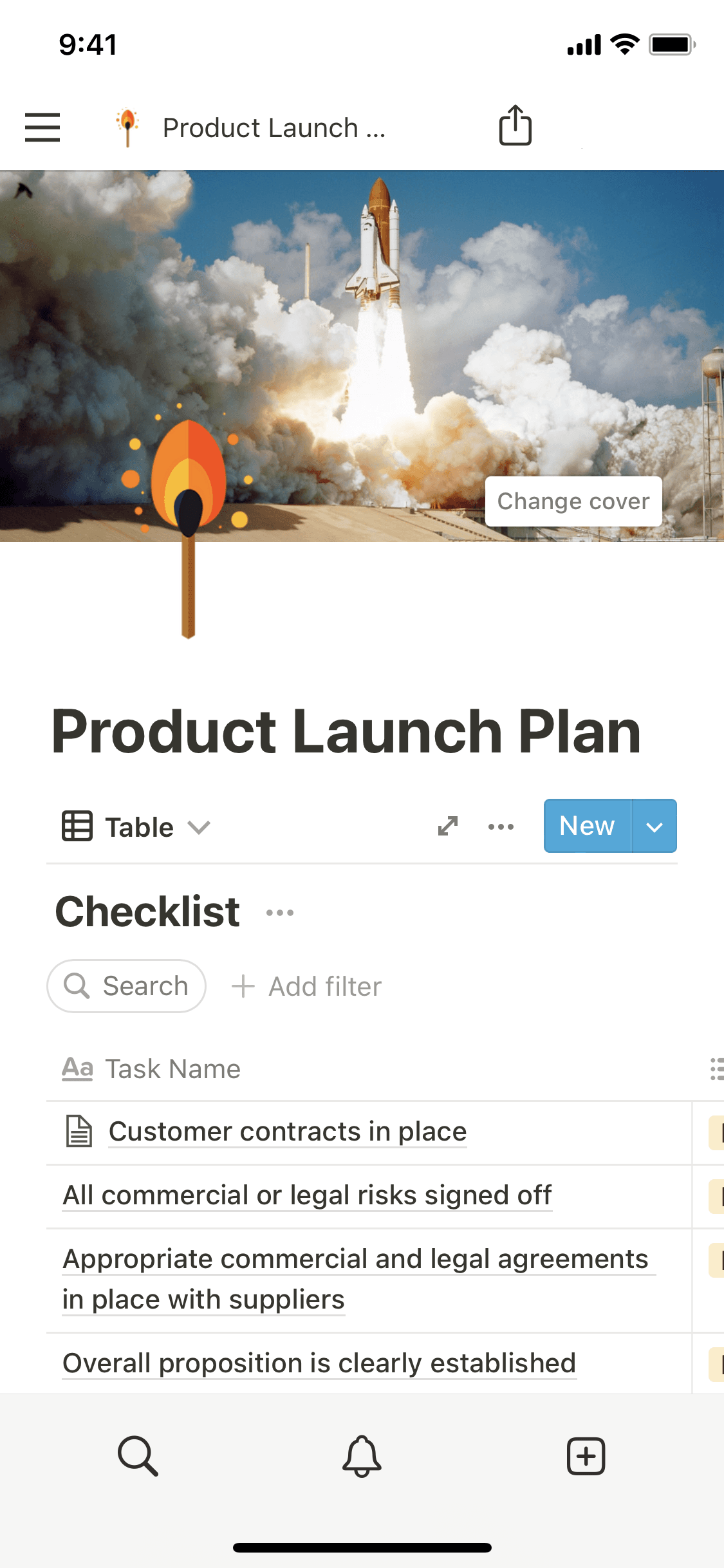 A screenshot of Notion's mobile app