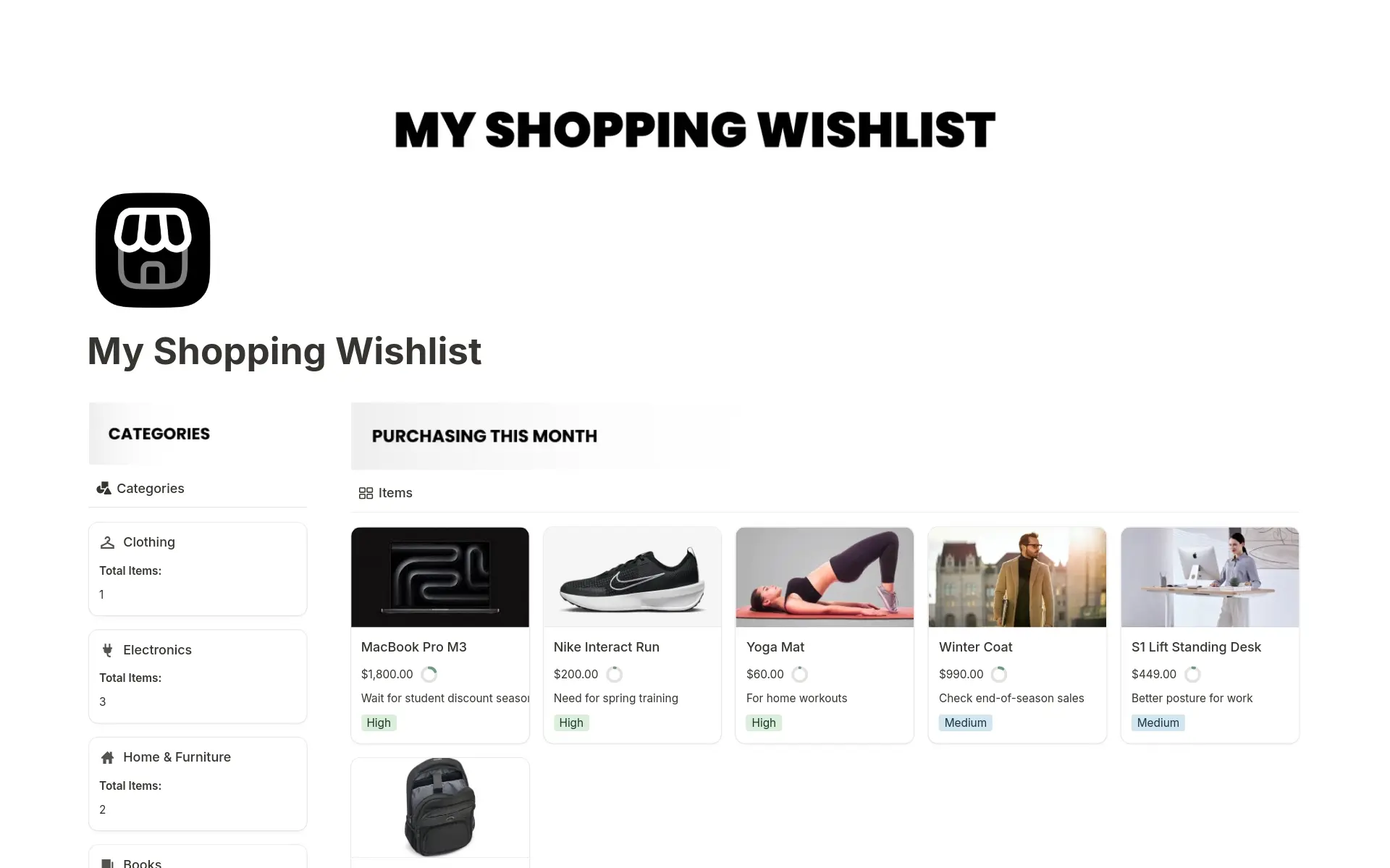 My Shopping Wishlist Template template preview