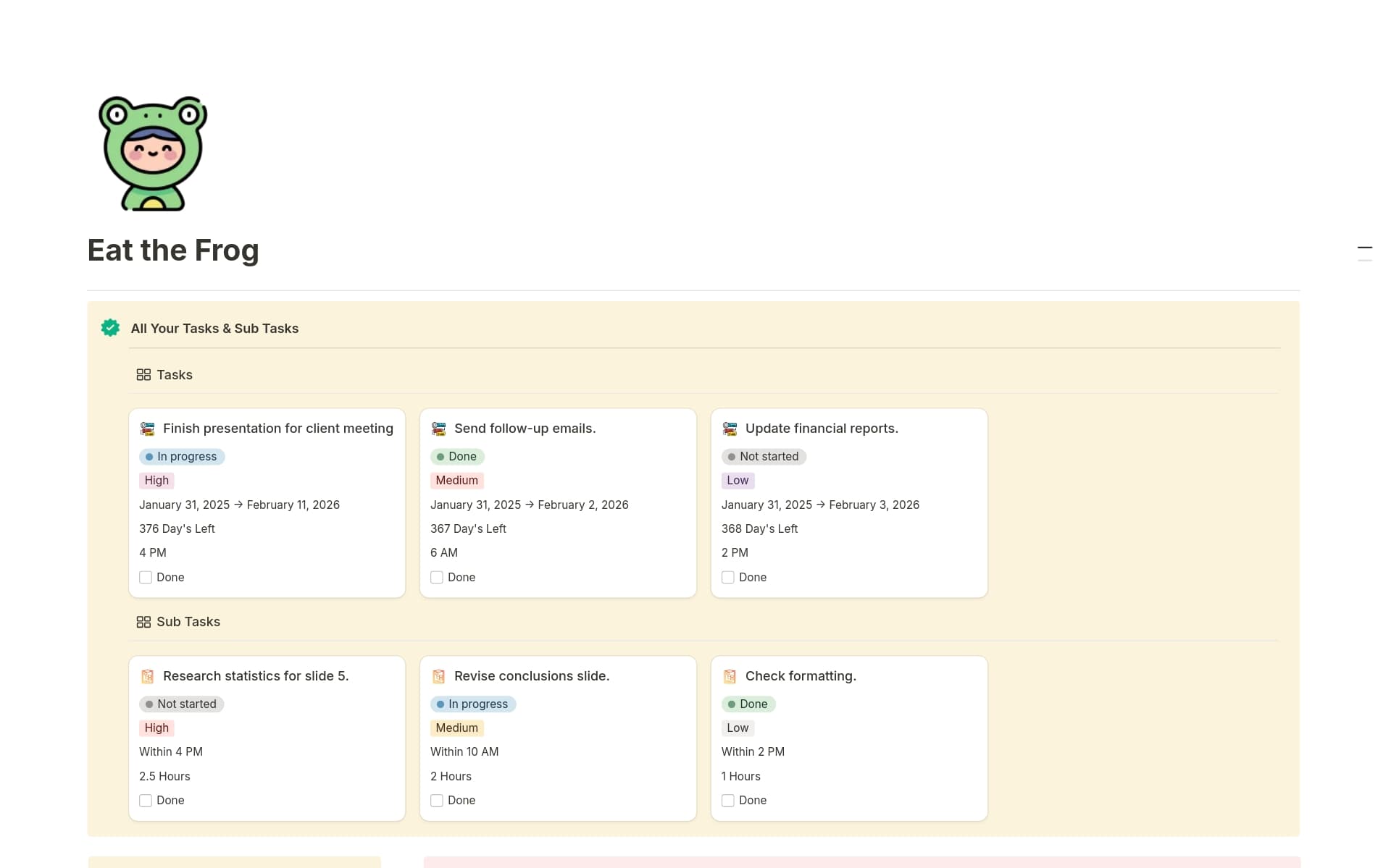 A template preview for Eat The Frog
