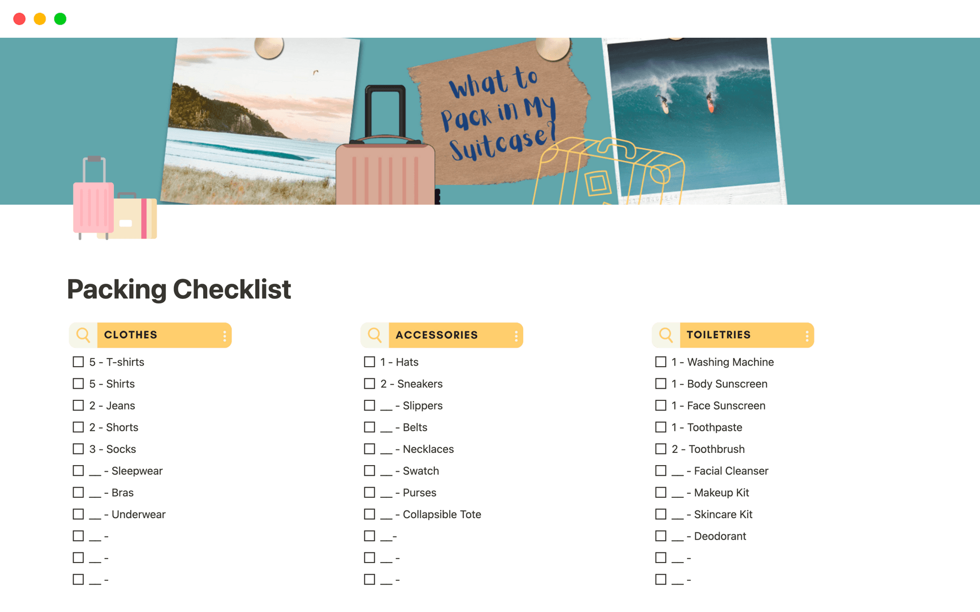 The perfect tool to prepare for your travels easily and efficiently.
