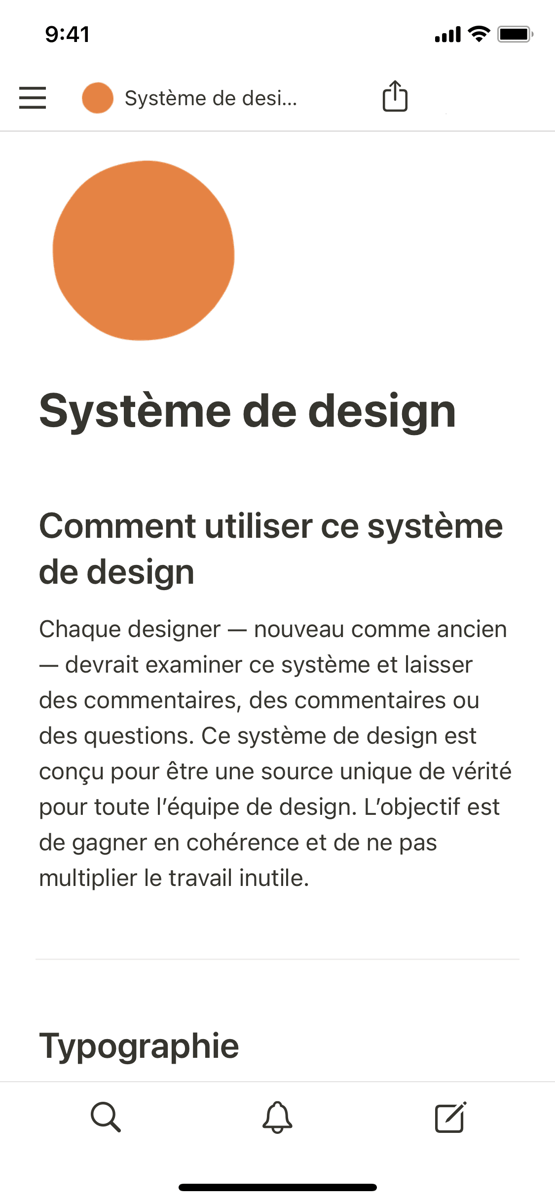Une capture d’écran de l’application mobile de Notion