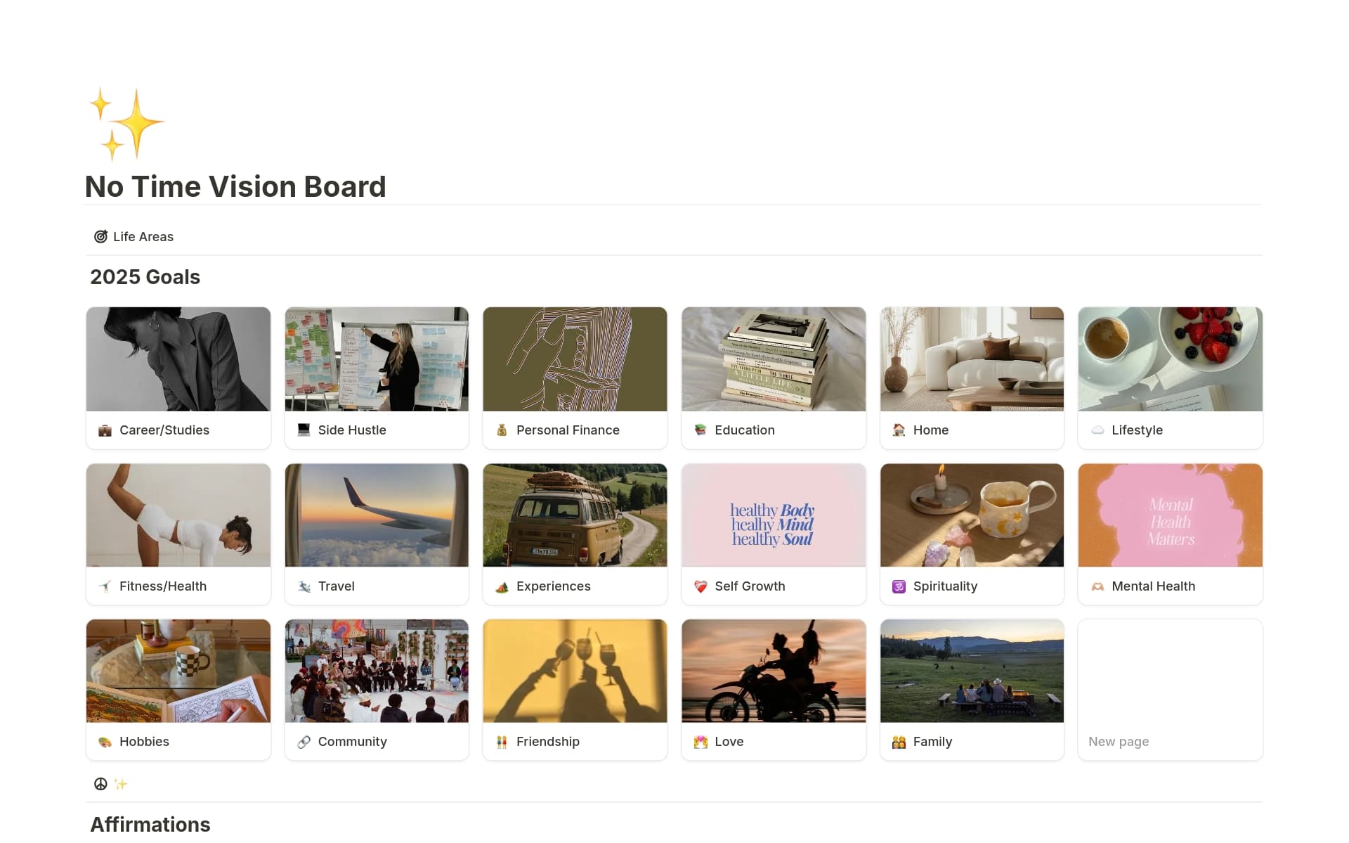 A template preview for No Time Vision Board