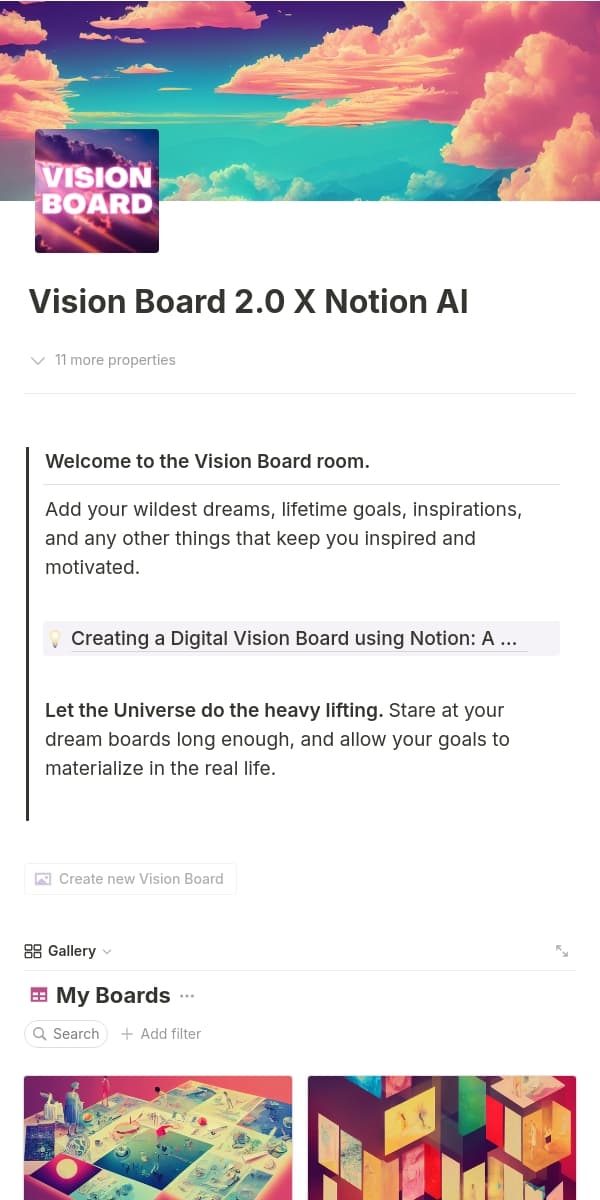 A screenshot of Notion's mobile app