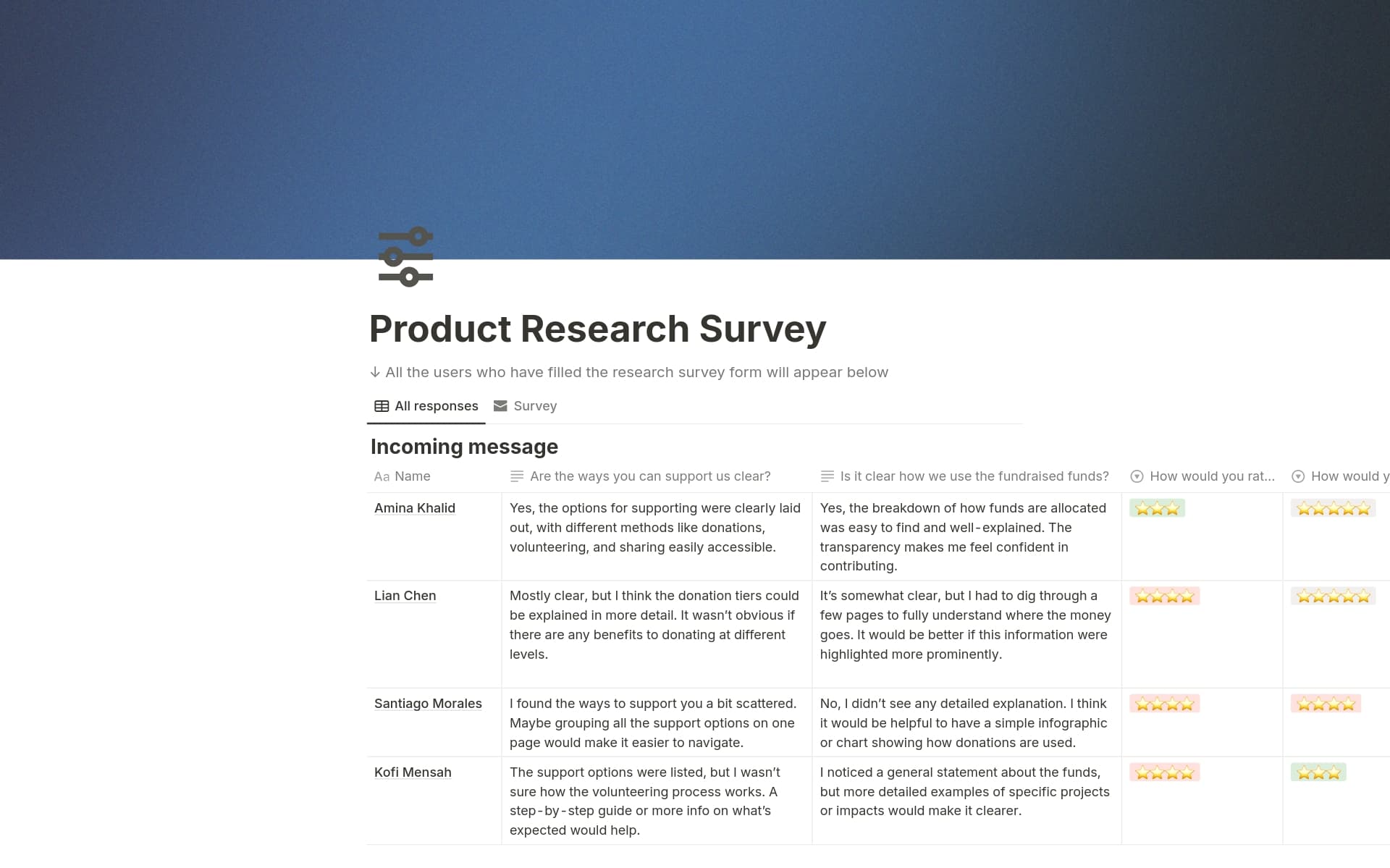 Collect product research insights with a simple form, and access responses all in one place.
