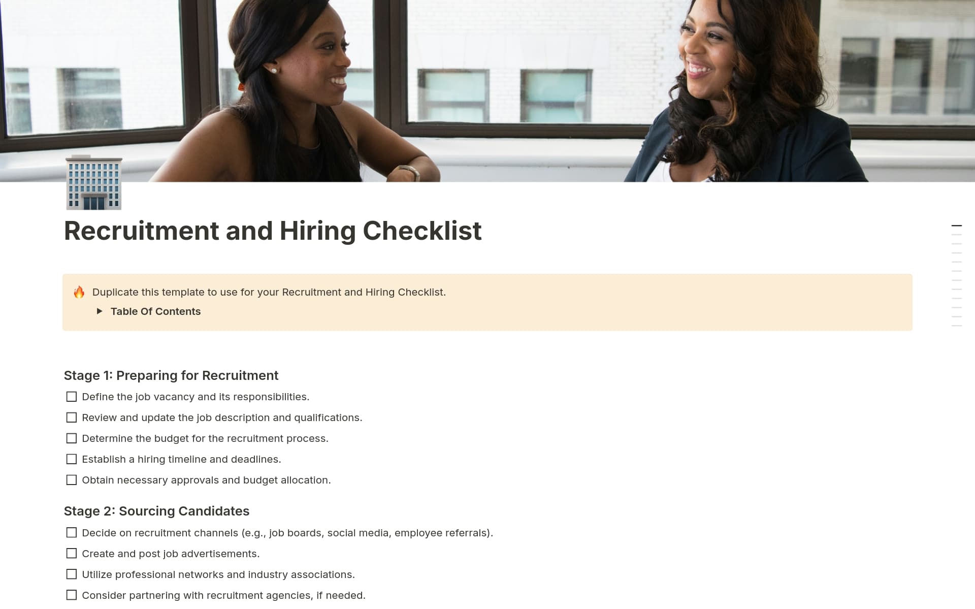 Recruitment and Hiring Checklist Template by Template Road