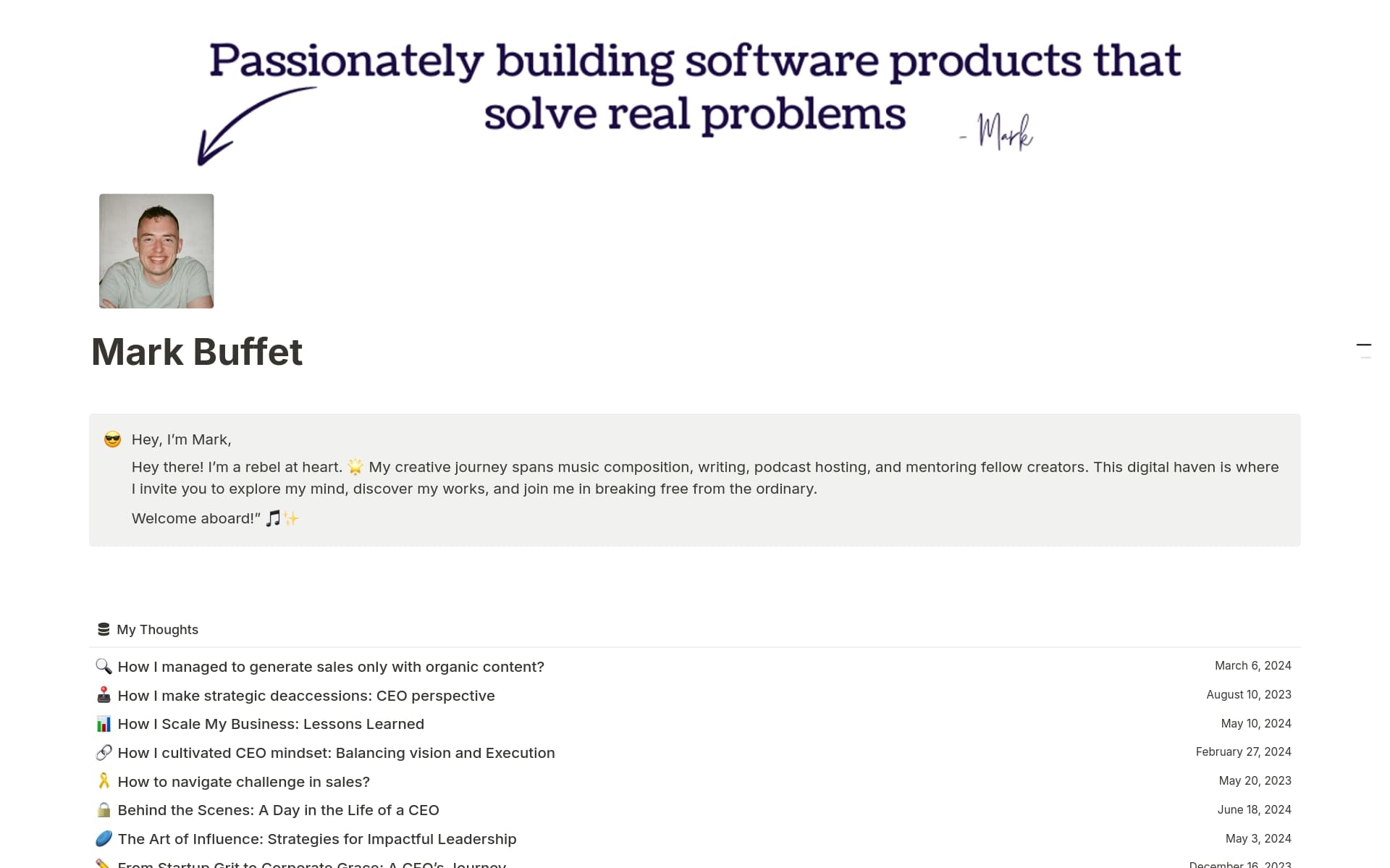 A template preview for The CEO's Blog
