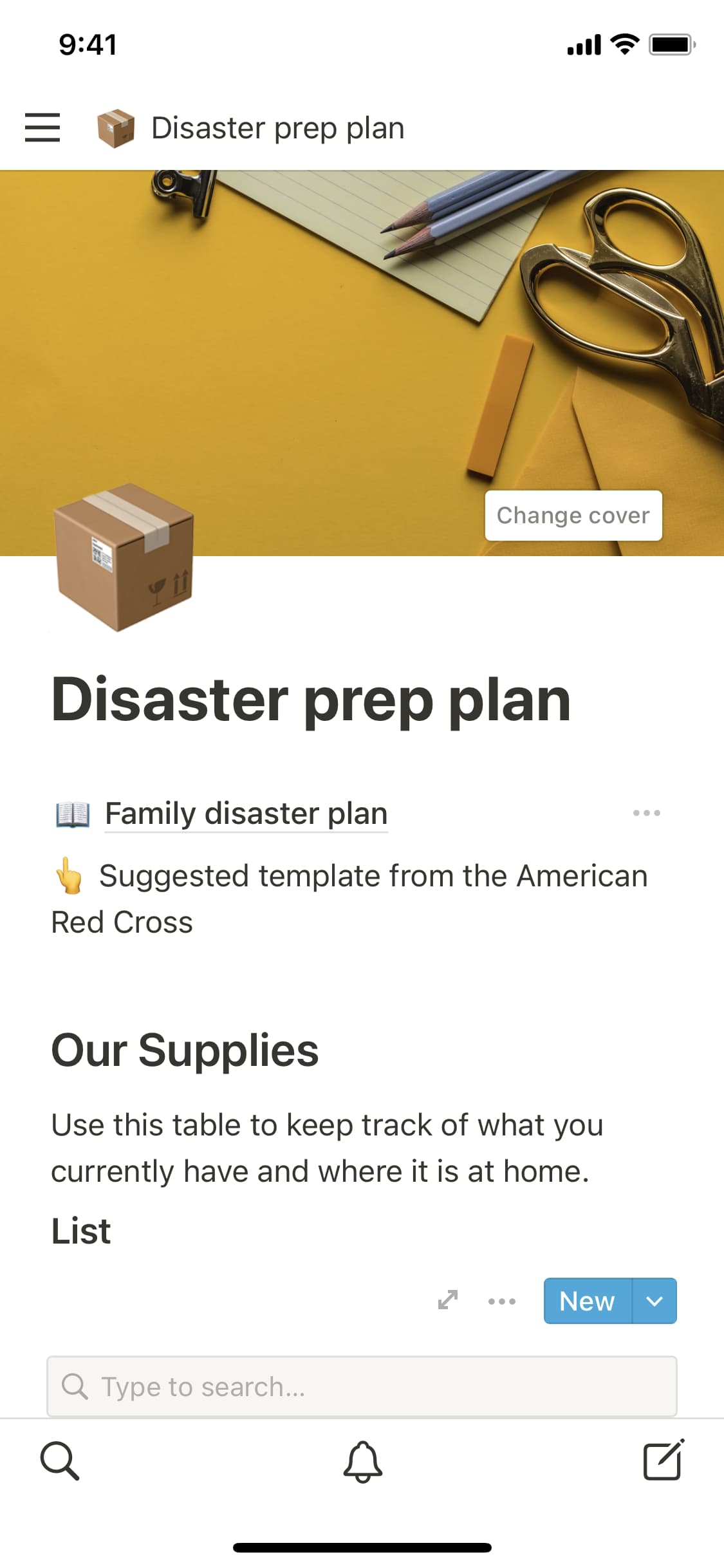 A screenshot of Notion's mobile app