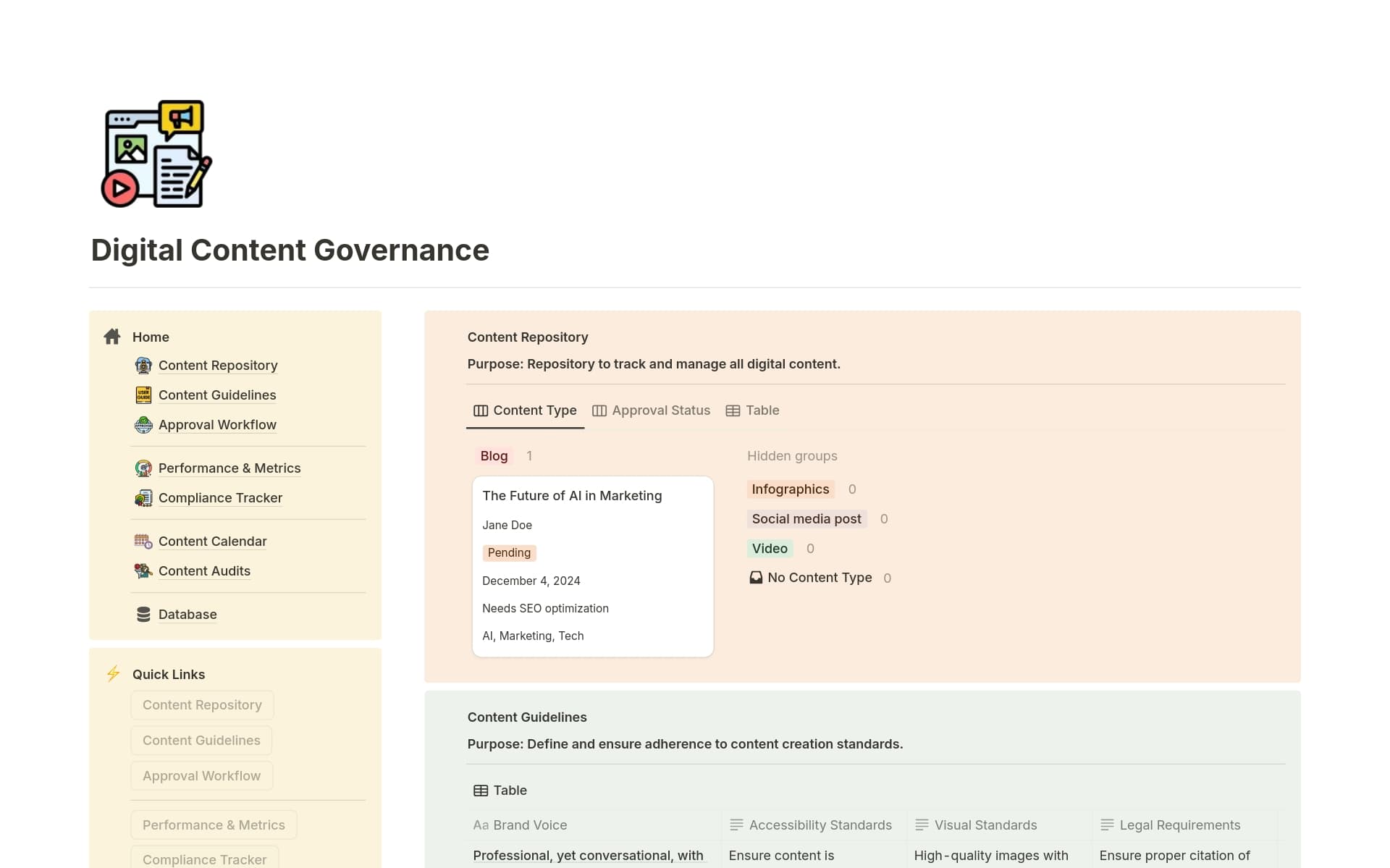 Digital Content Governance refers to the framework of policies, processes, roles, and standards that ensure digital content across platforms is created, managed, published, and maintained effectively, consistently, and securely.