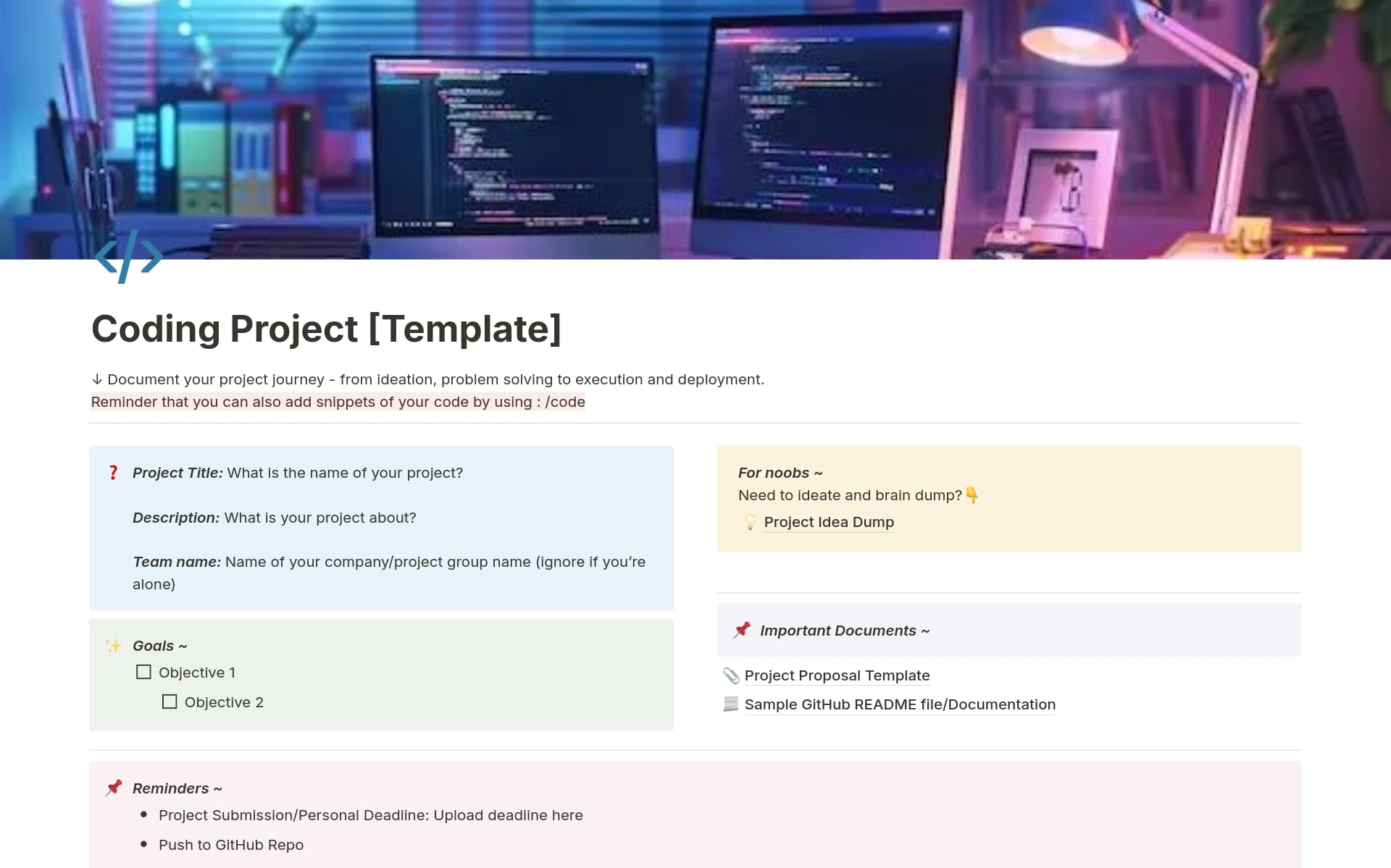 Coding Project Template | Notion Marketplace