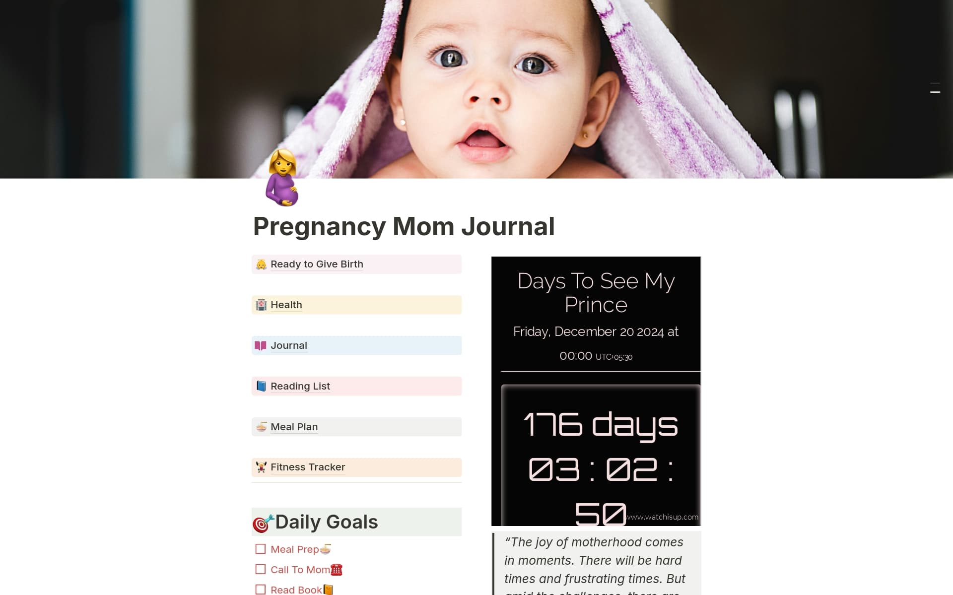 Pregnancy Mom Journal Template | Notion Marketplace