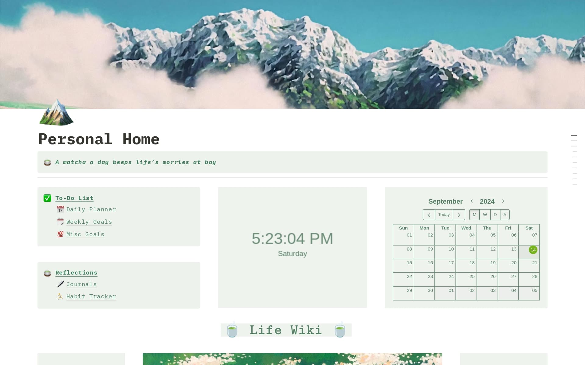 Everyone needs a personal space they can call their own. A place where you can write down your thoughts, journal, track time, build habits - and do all that with just a few clicks.