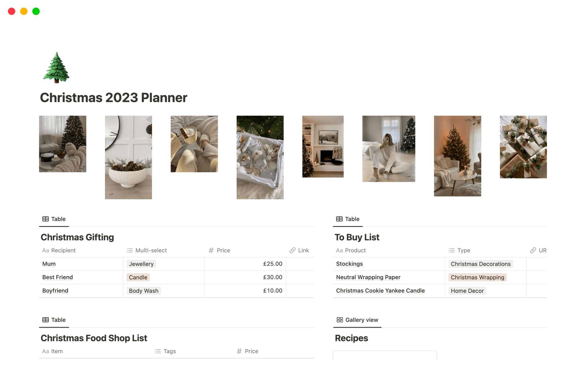 A template preview for Christmas 2023 Planner
