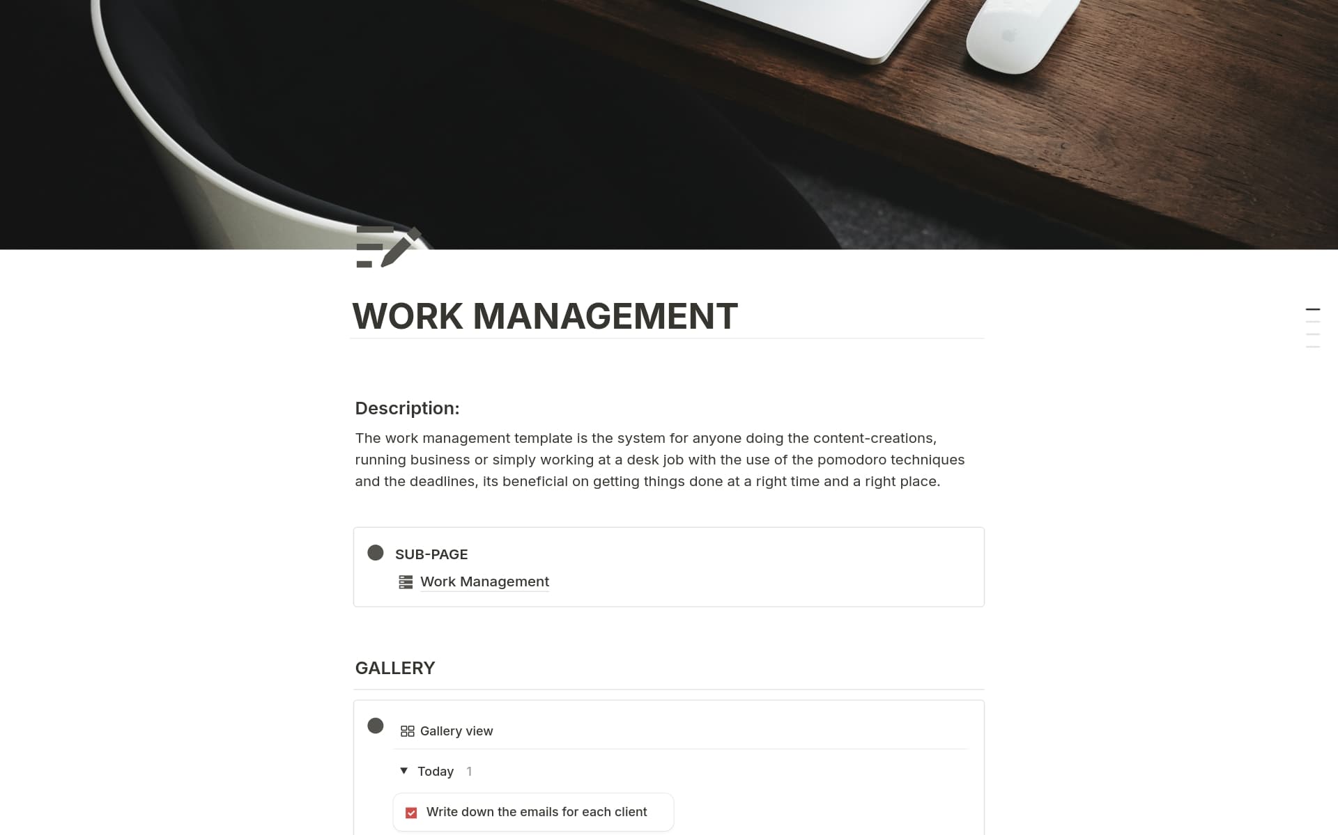Work Management Form Example Work Management Template | Notion Marketplace