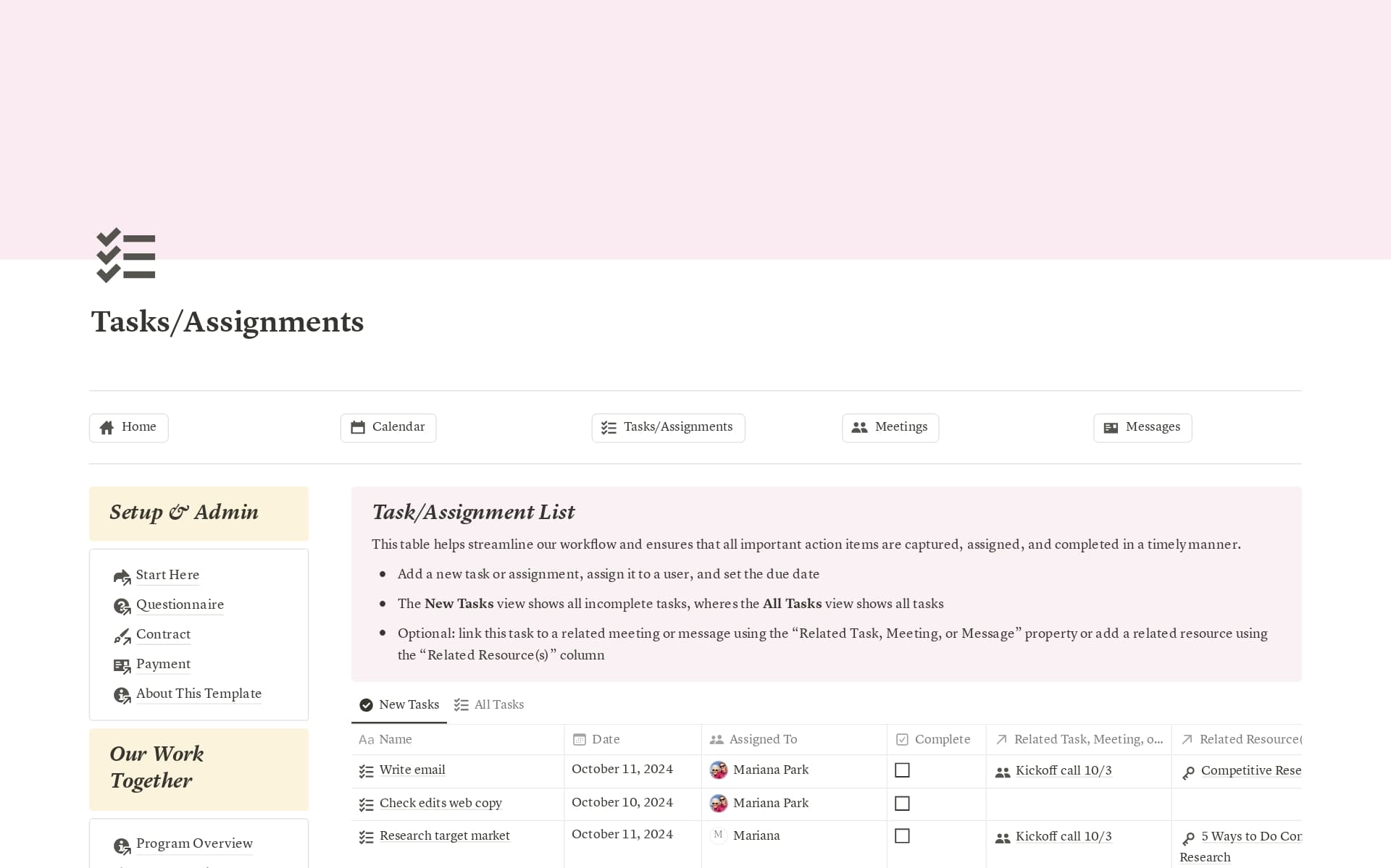 Client Portal for Onboarding and Collaboration Template by Mariana