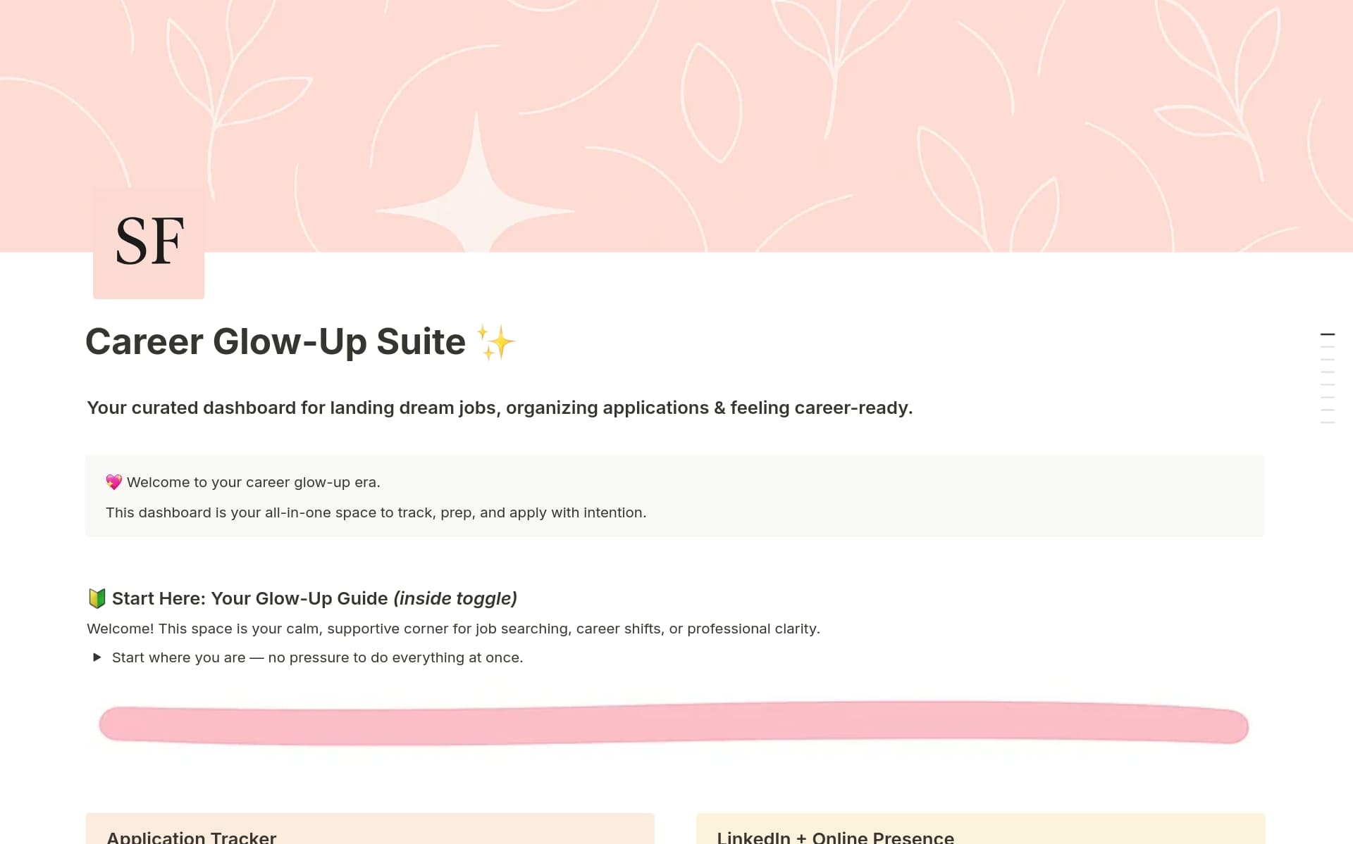 A template preview for Career Glow-Up Suite