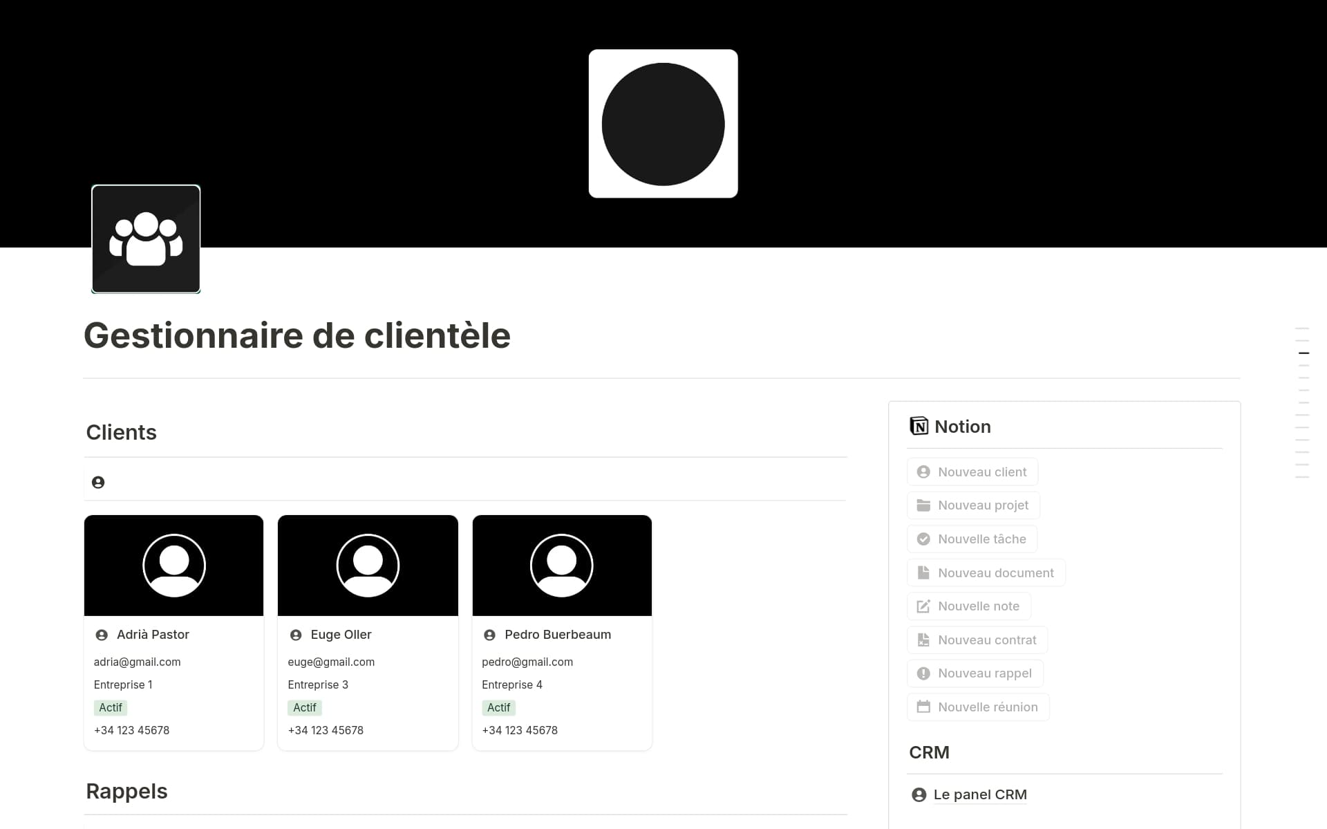 Aperçu du modèle de Gestionnaire de clientèle