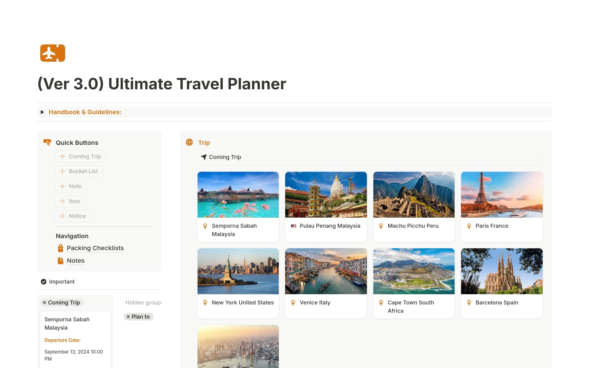 A template preview for Ultimate Travel Planner & Journal