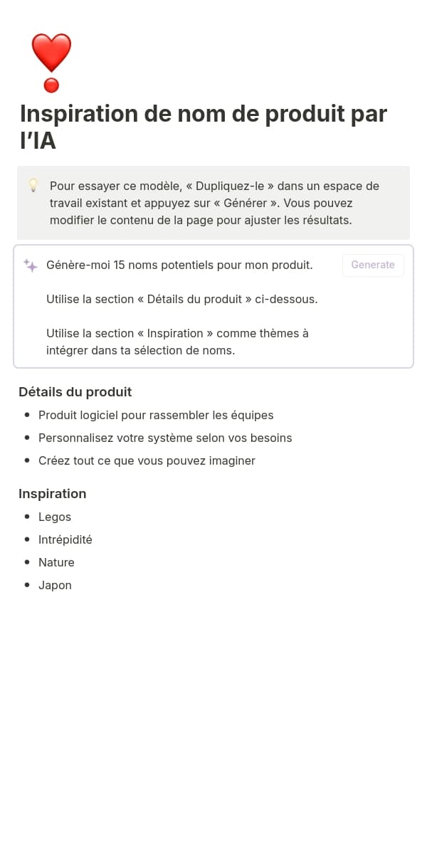Une capture d’écran de l’application mobile de Notion