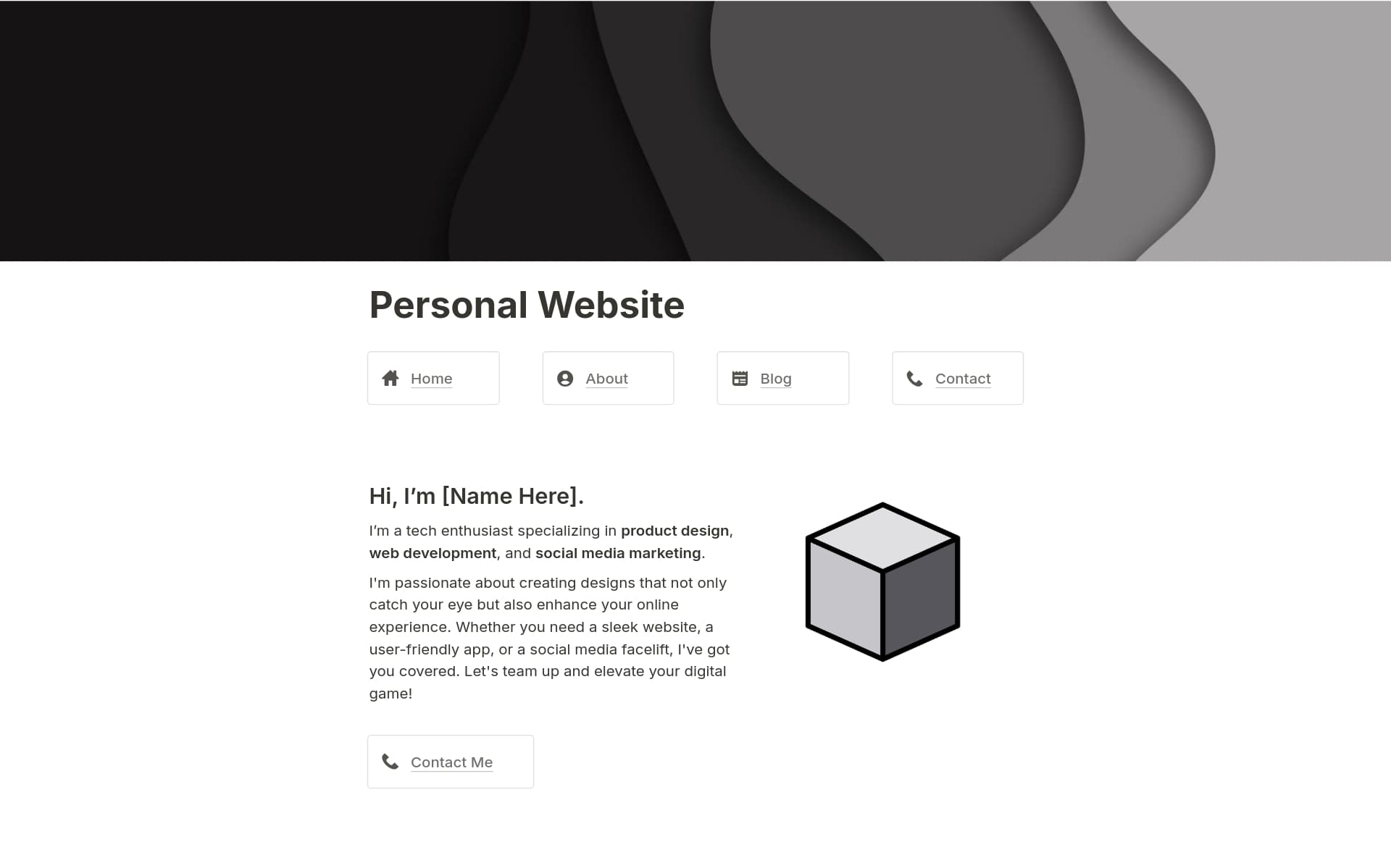 A template preview for Personal Website