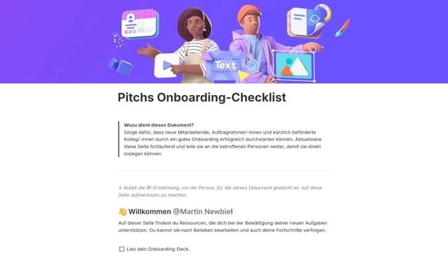 Pitchs Onboarding-Checklist