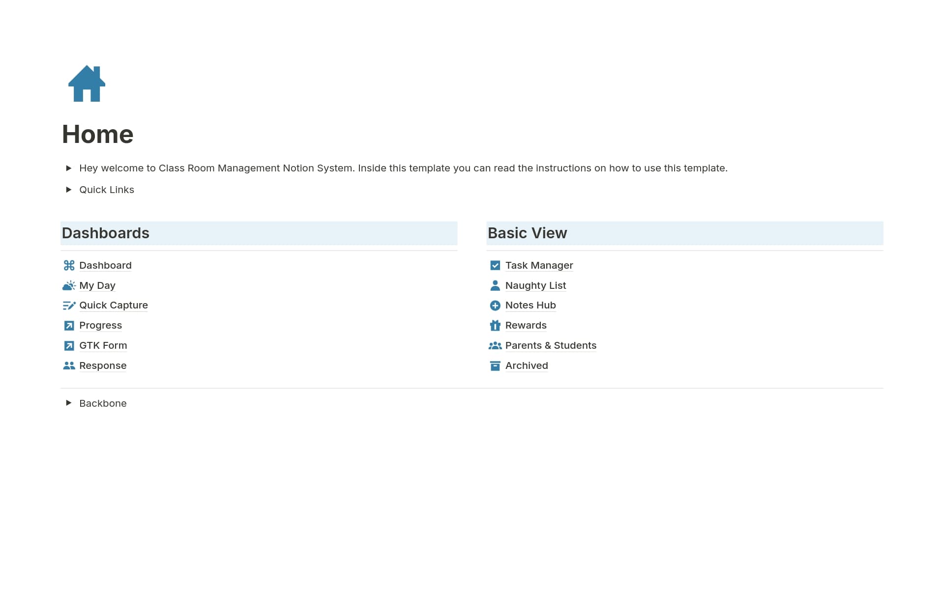 A template preview for Upper Elementary Class Room Management
