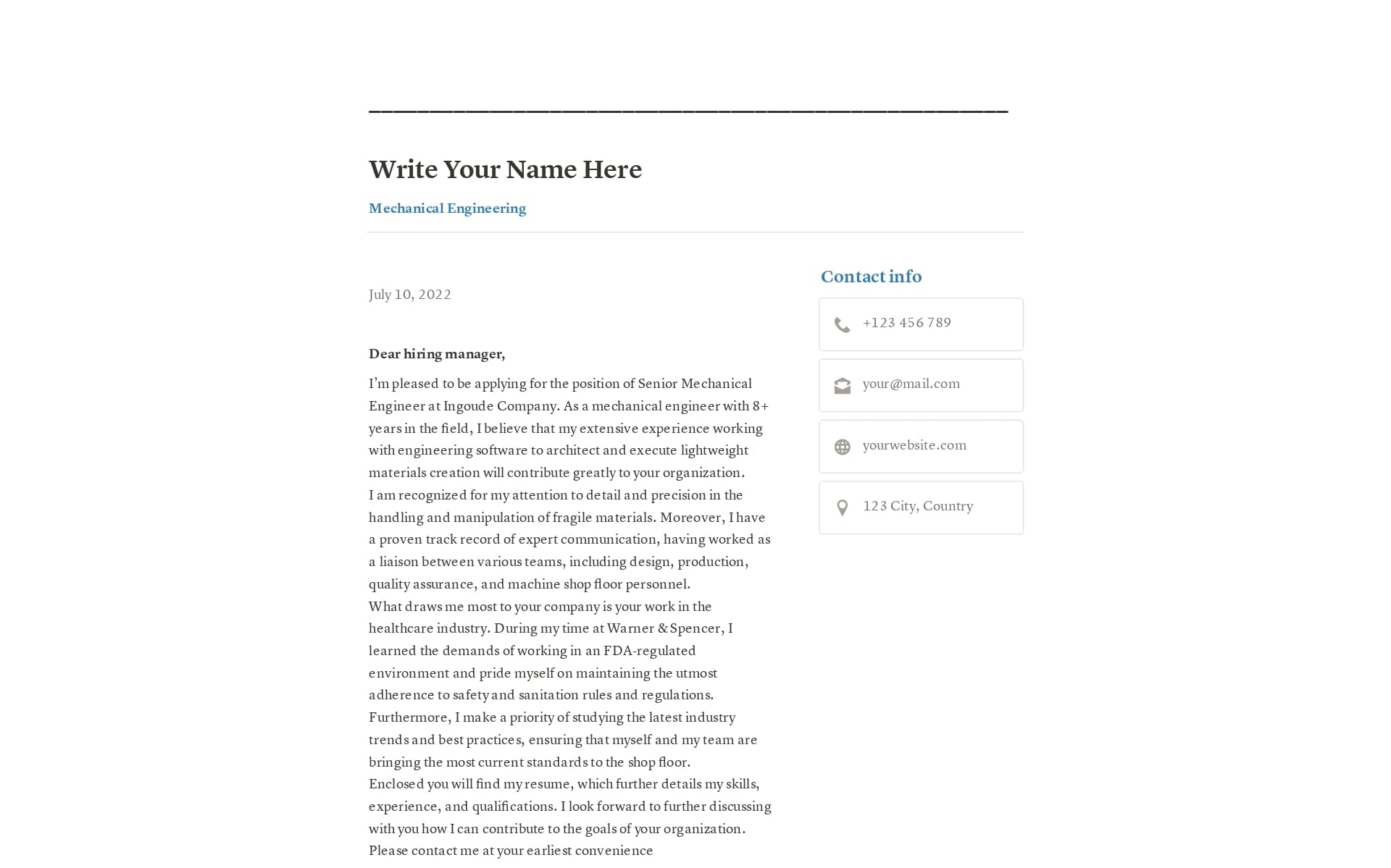 A template preview for Resume & Cover Letter