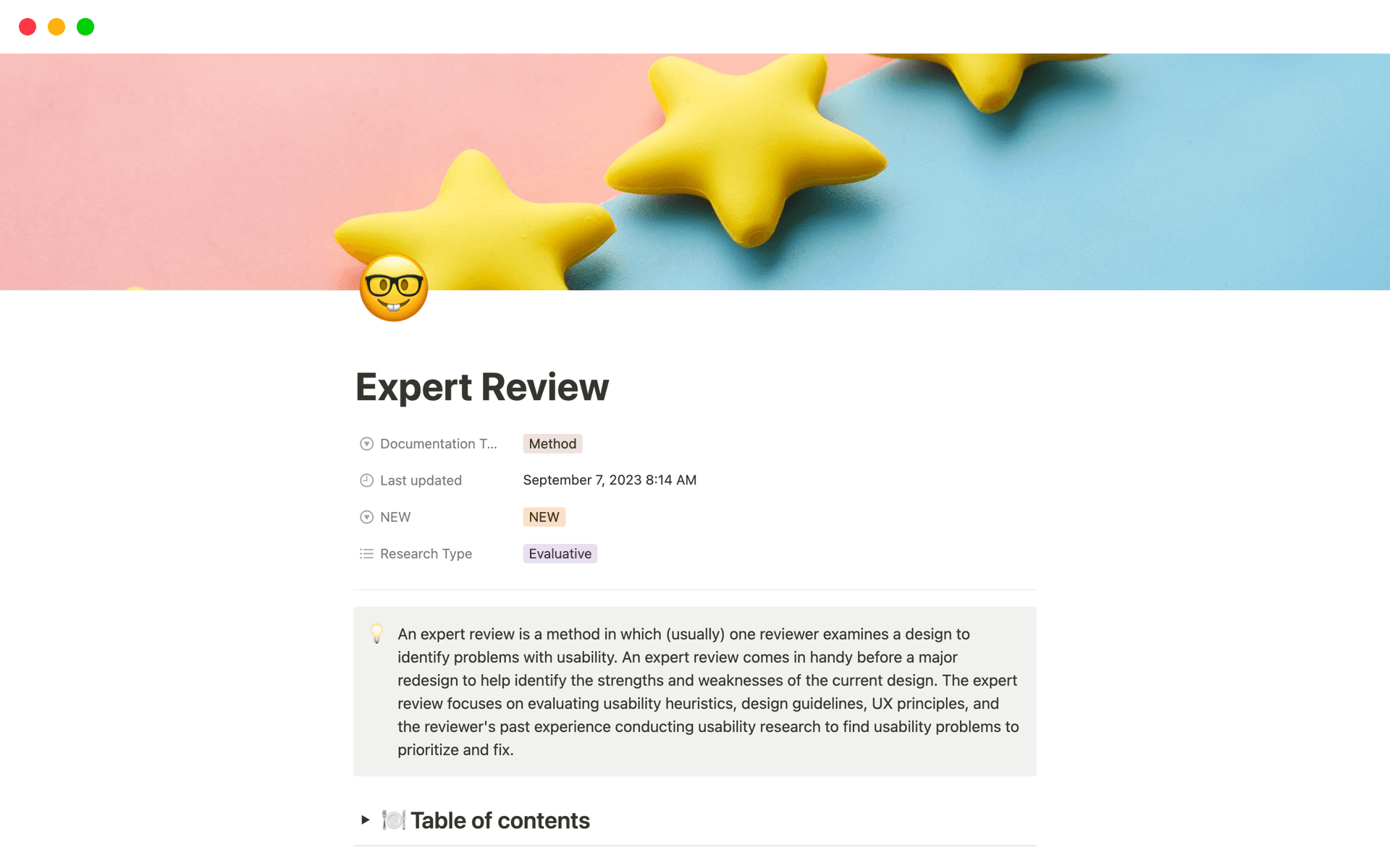 A UX research template for the expert review method