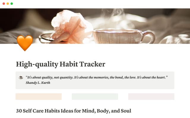 Self care habit tracker