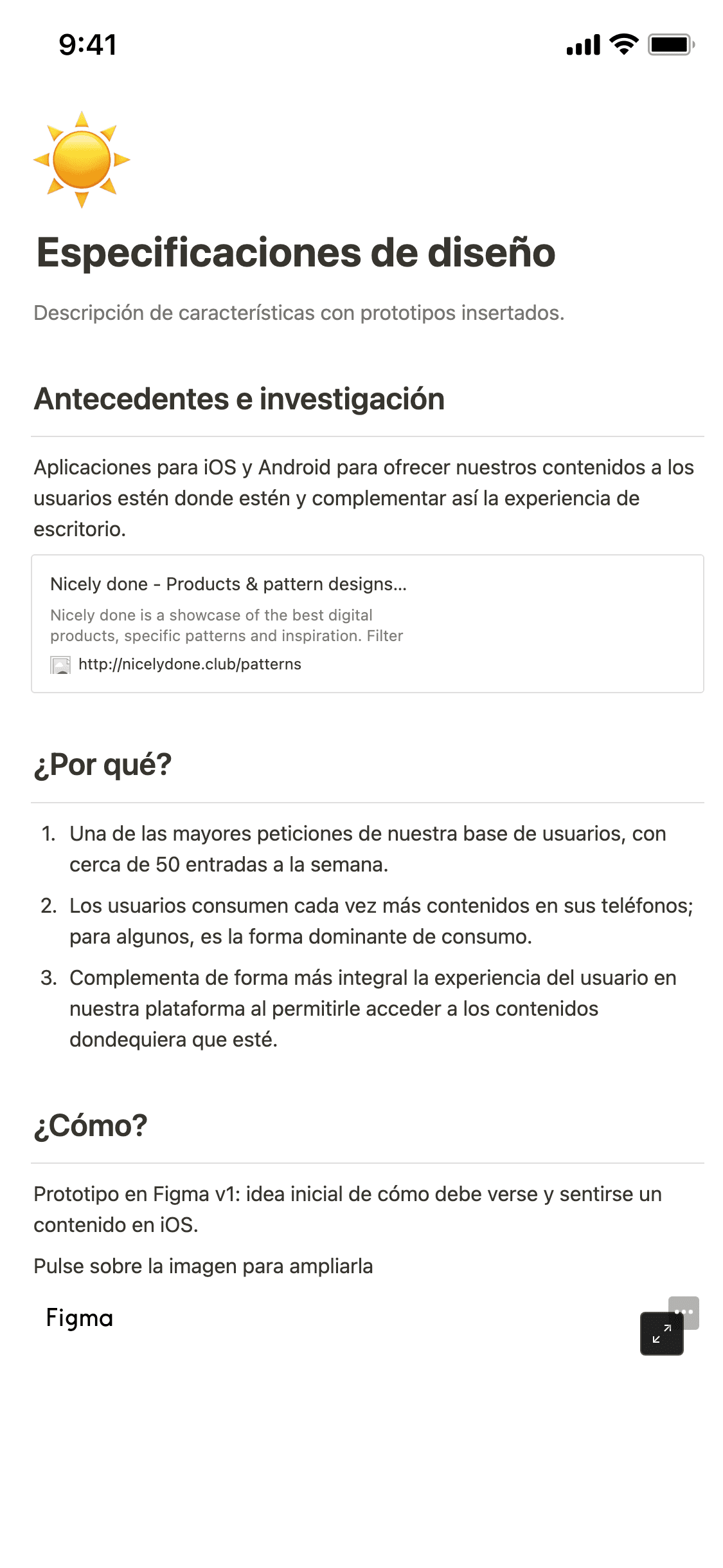 Una captura de pantalla de la aplicación móvil de Notion