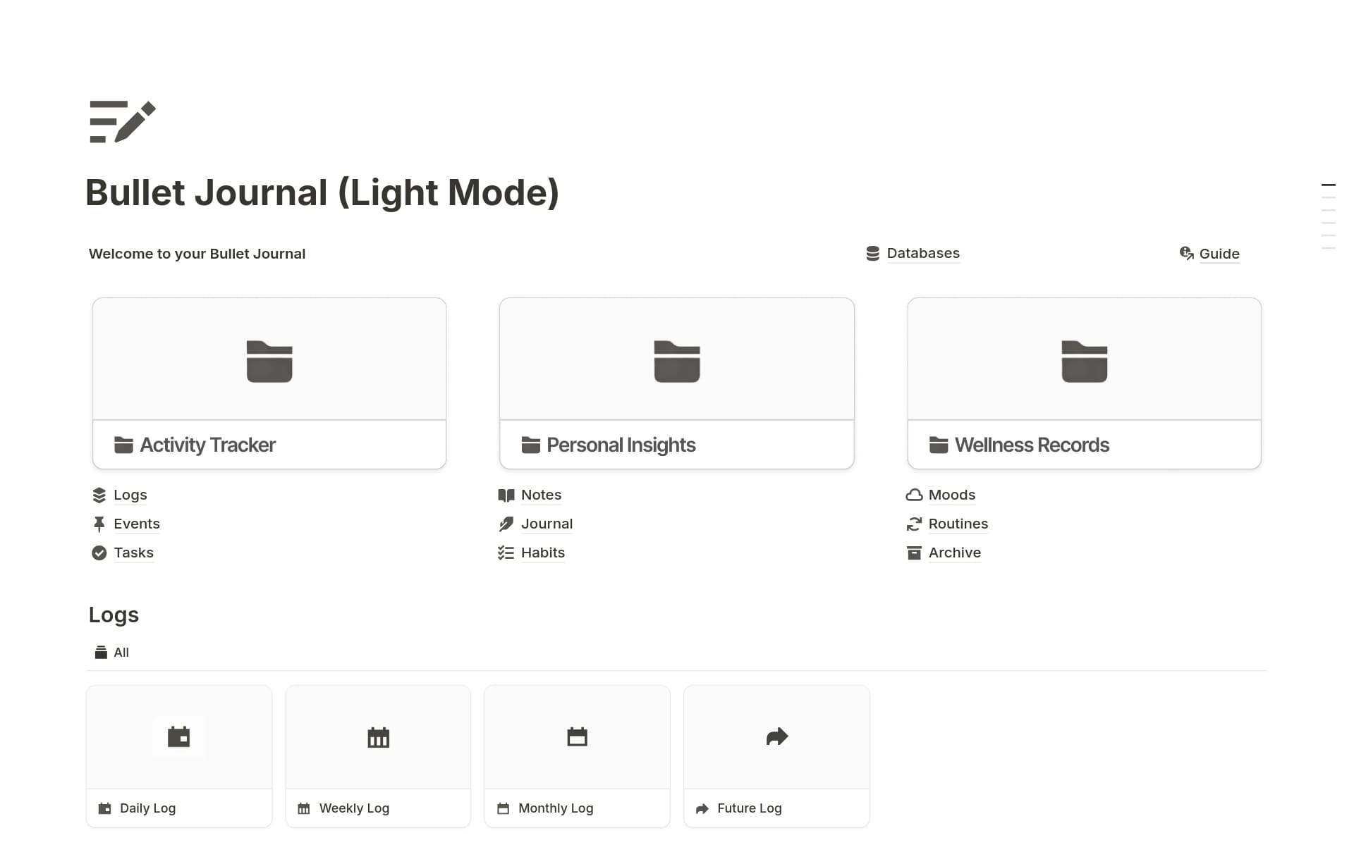 A template preview for Bullet Journal