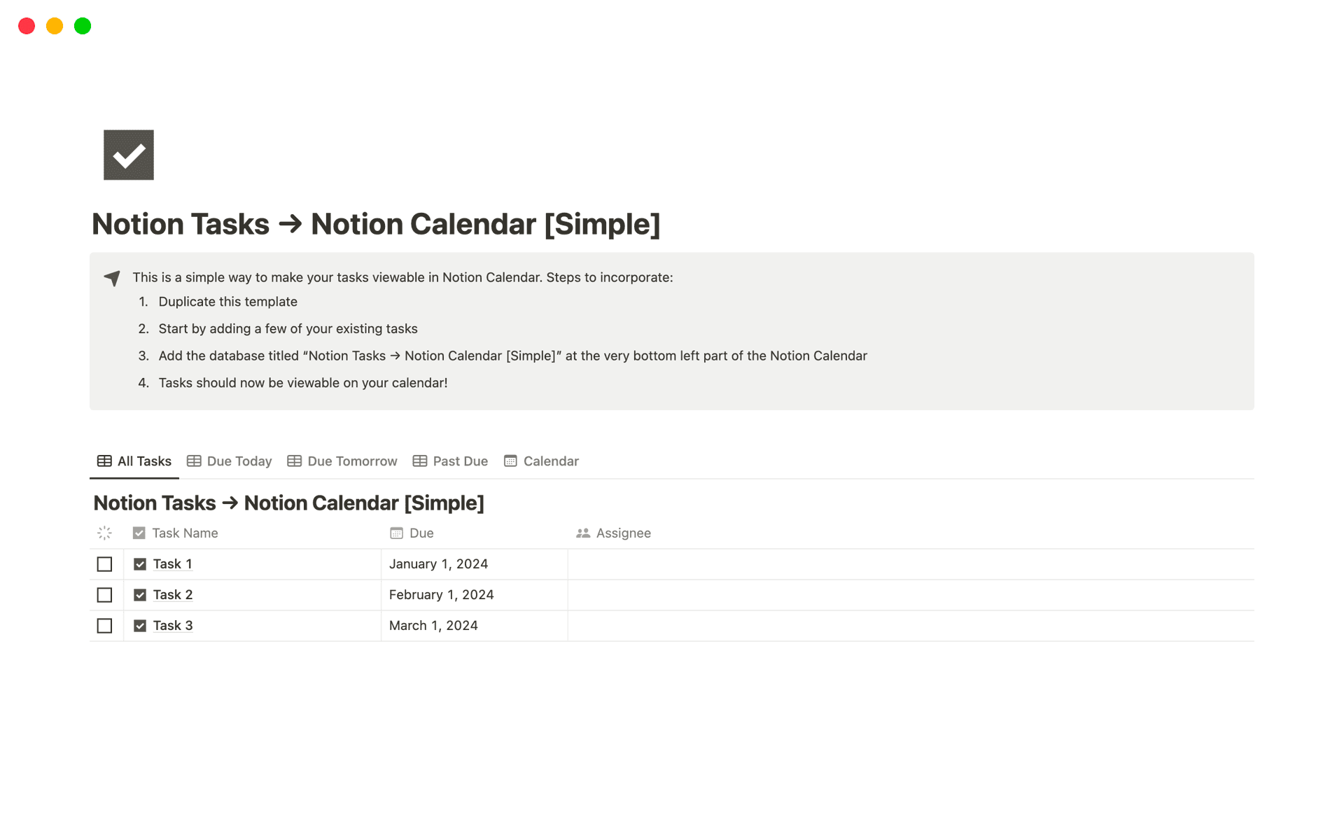Notion Tasks → Notion Calendar Template by Stuart Sharpe | Notion