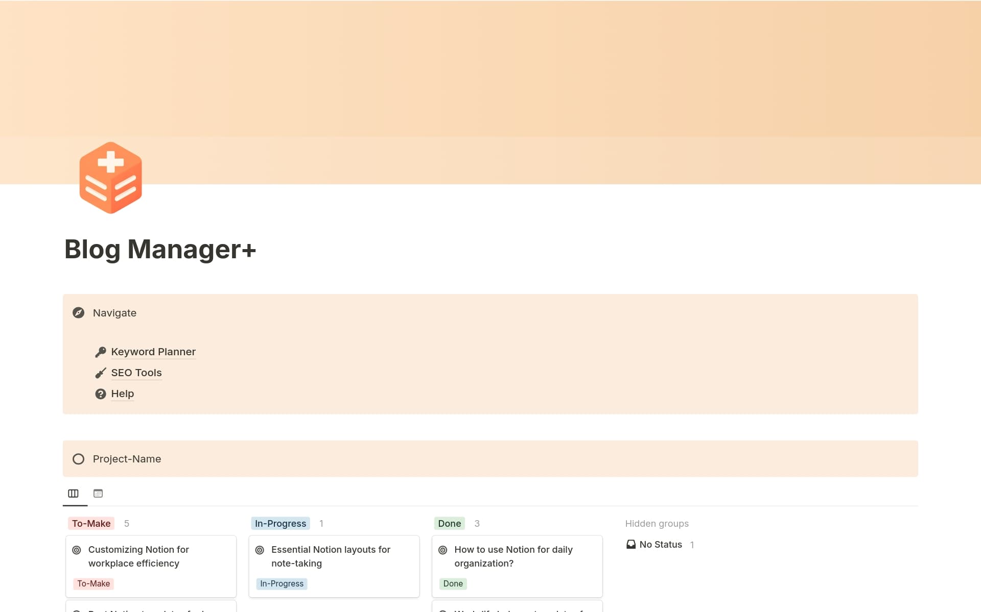 A template preview for Blog Manager for SEO