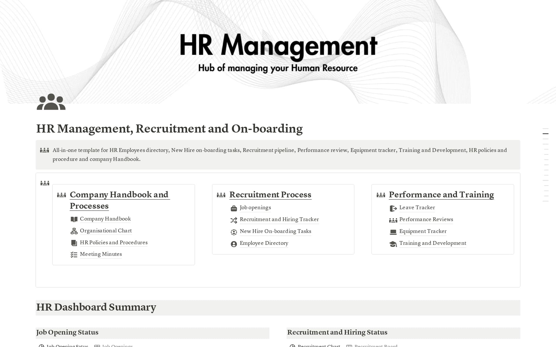 HR management, recruitment and onboarding Template | Notion