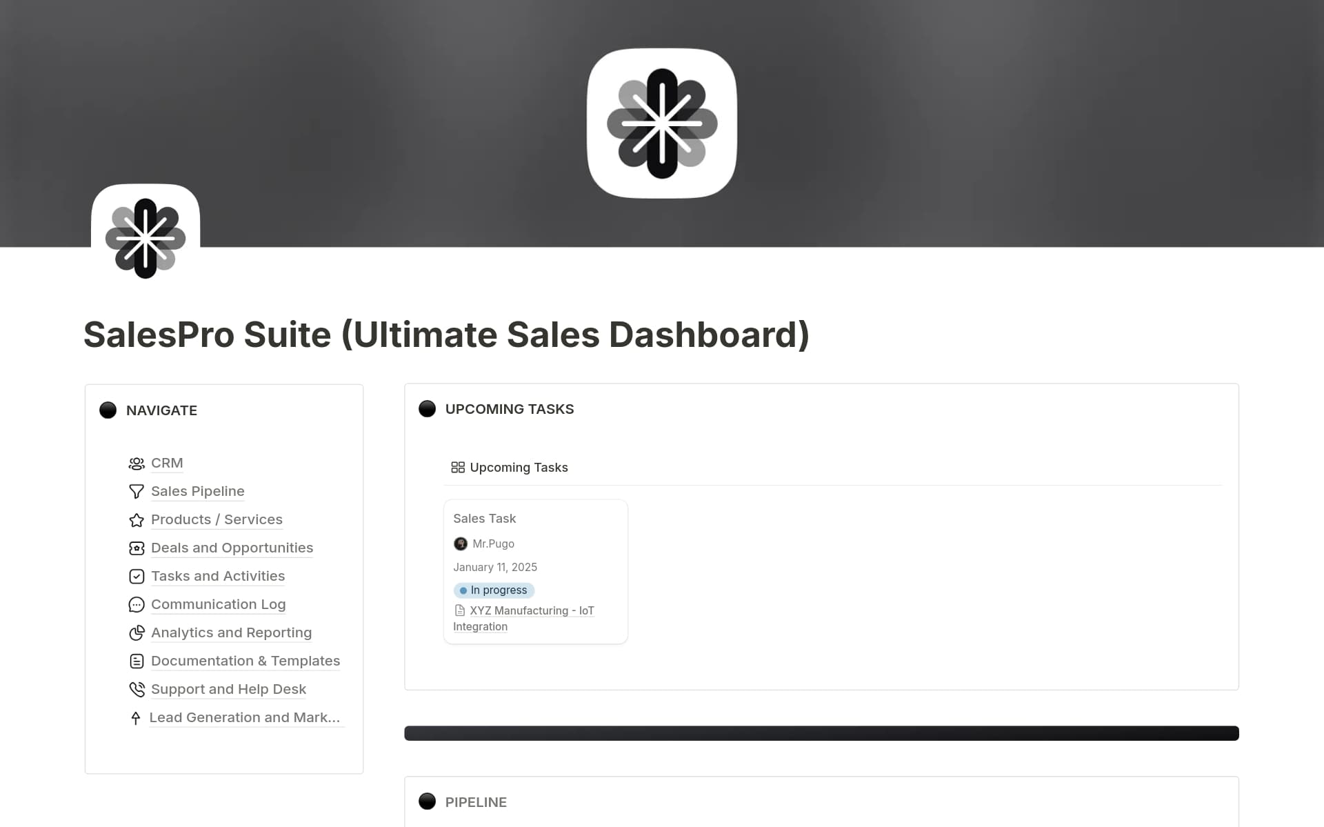 SalesPro Suite - Elevate your sales management game with Notion all-in-one solution.