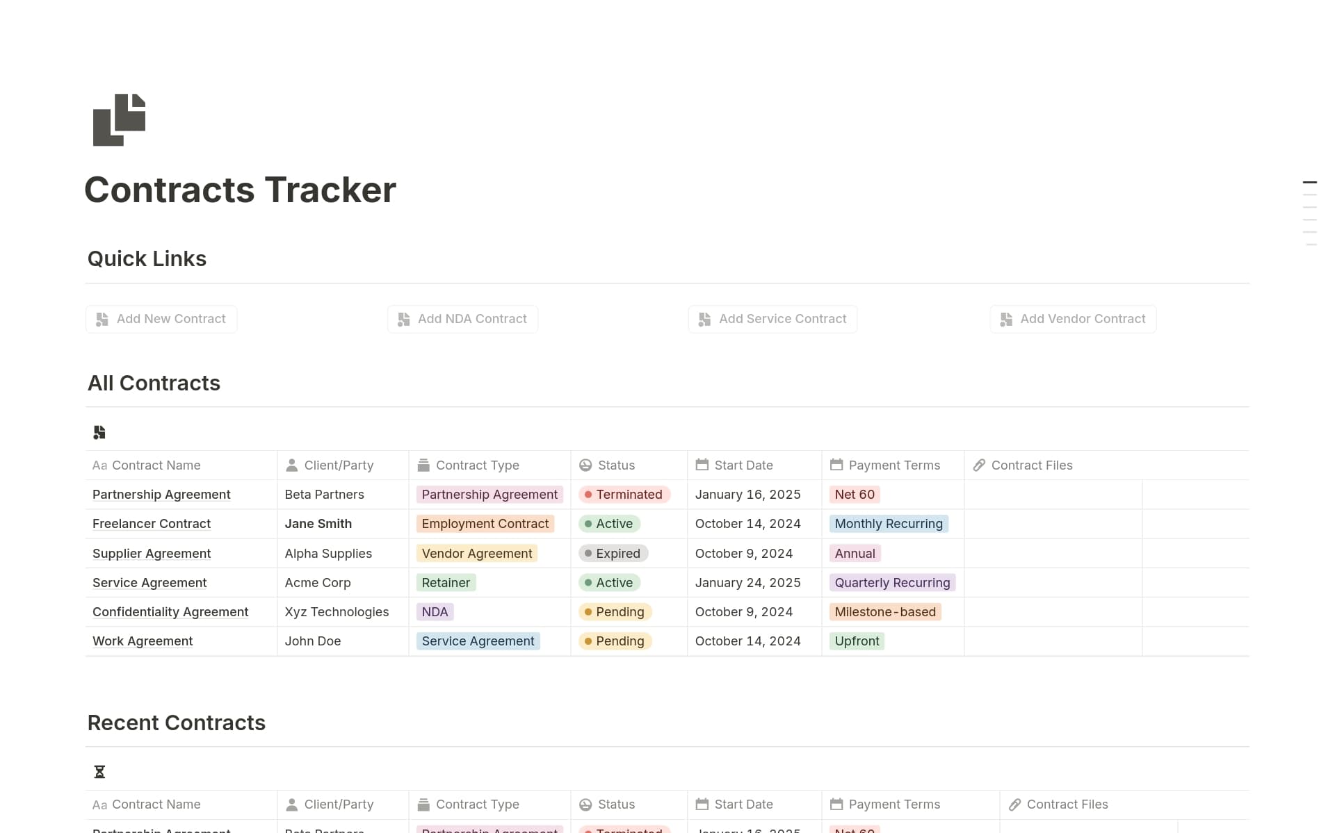 Contracts Tracker Template by Heytahaaa | Notion Marketplace