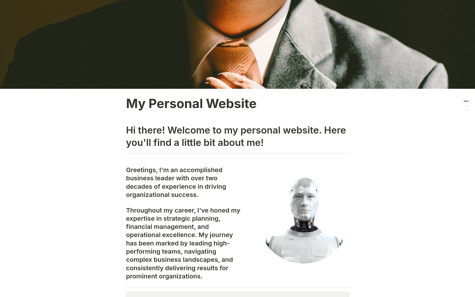 A template preview for Personal Executive Website