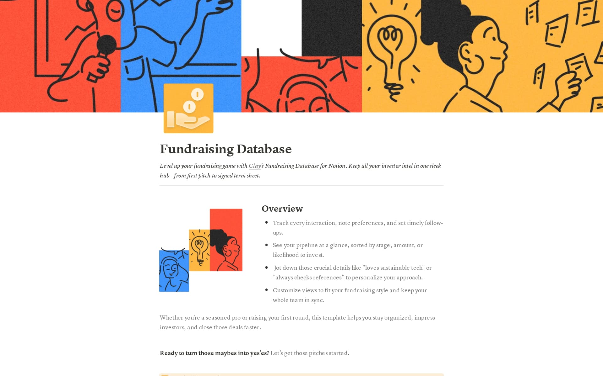 A template preview for Fundraising Database and CRM