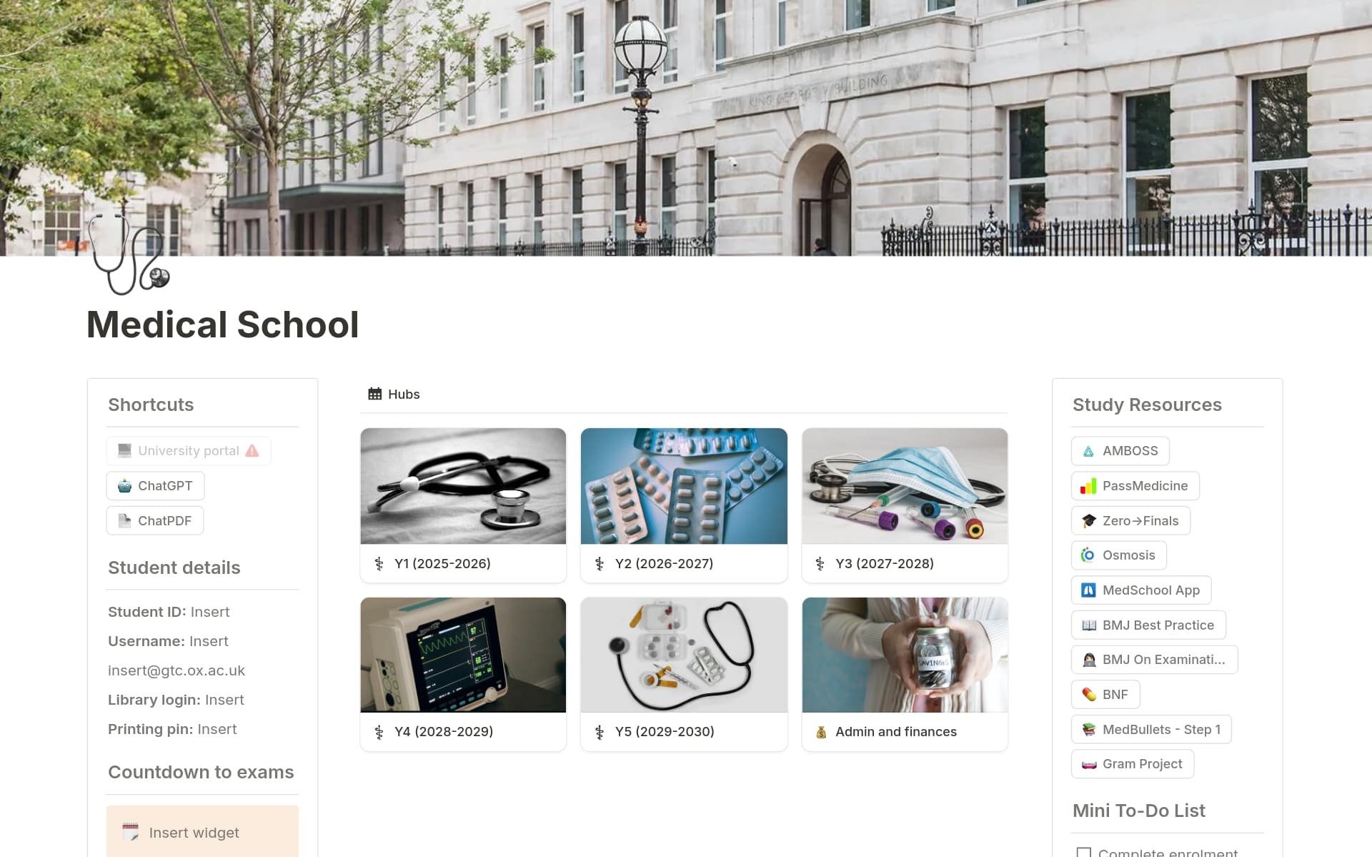 A template preview for School Dashboard