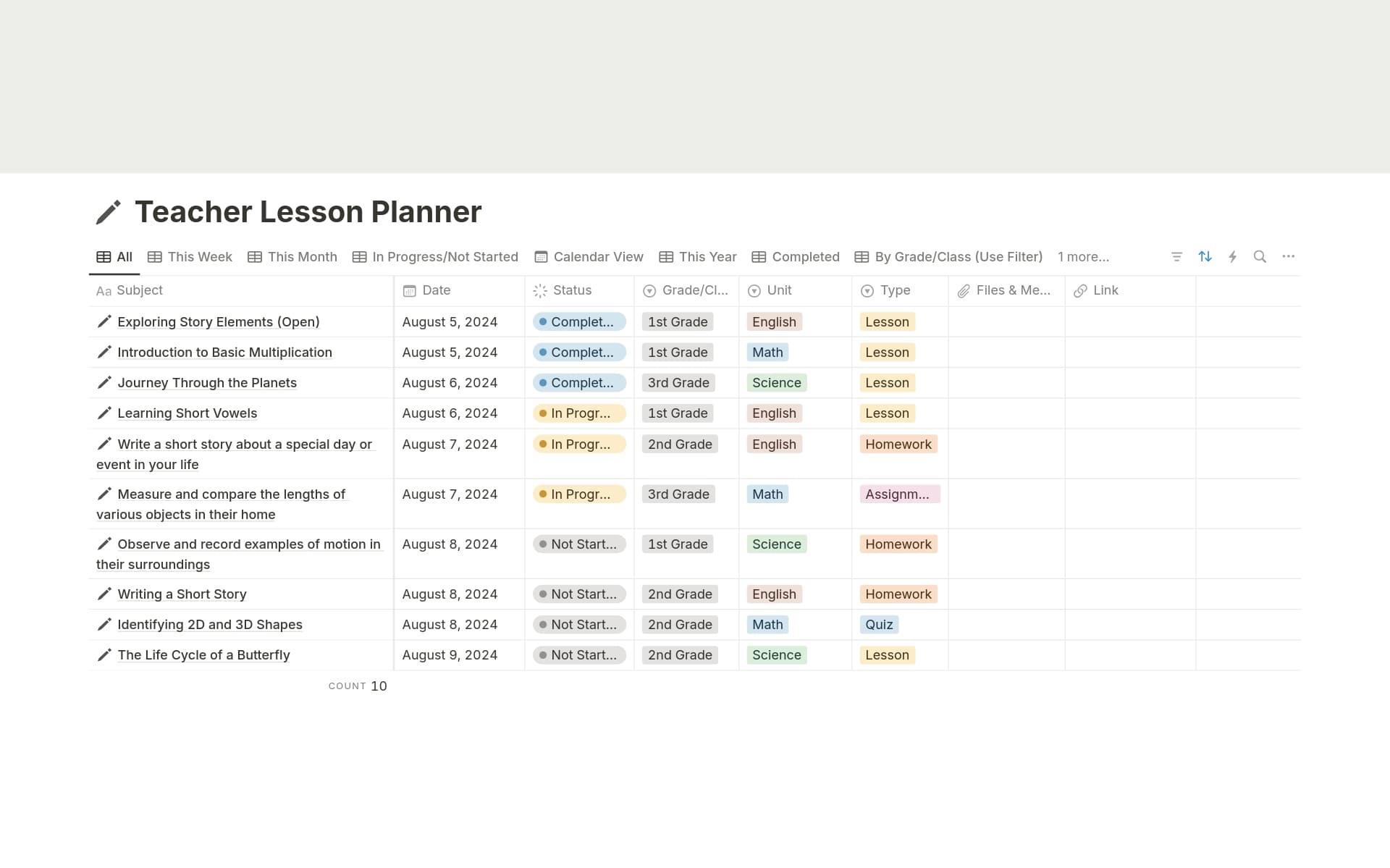 A template preview for Lesson Planner for Teachers