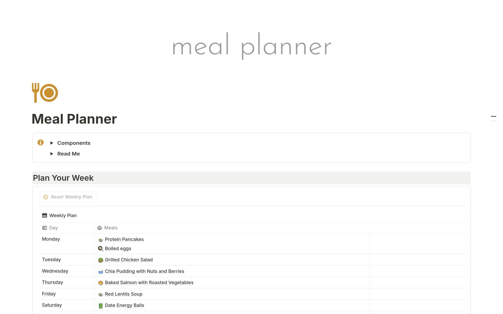 Meal Planner Template by Cleverdi Notion Marketplace Meal Planner Template by Cleverdi Notion Marketplace