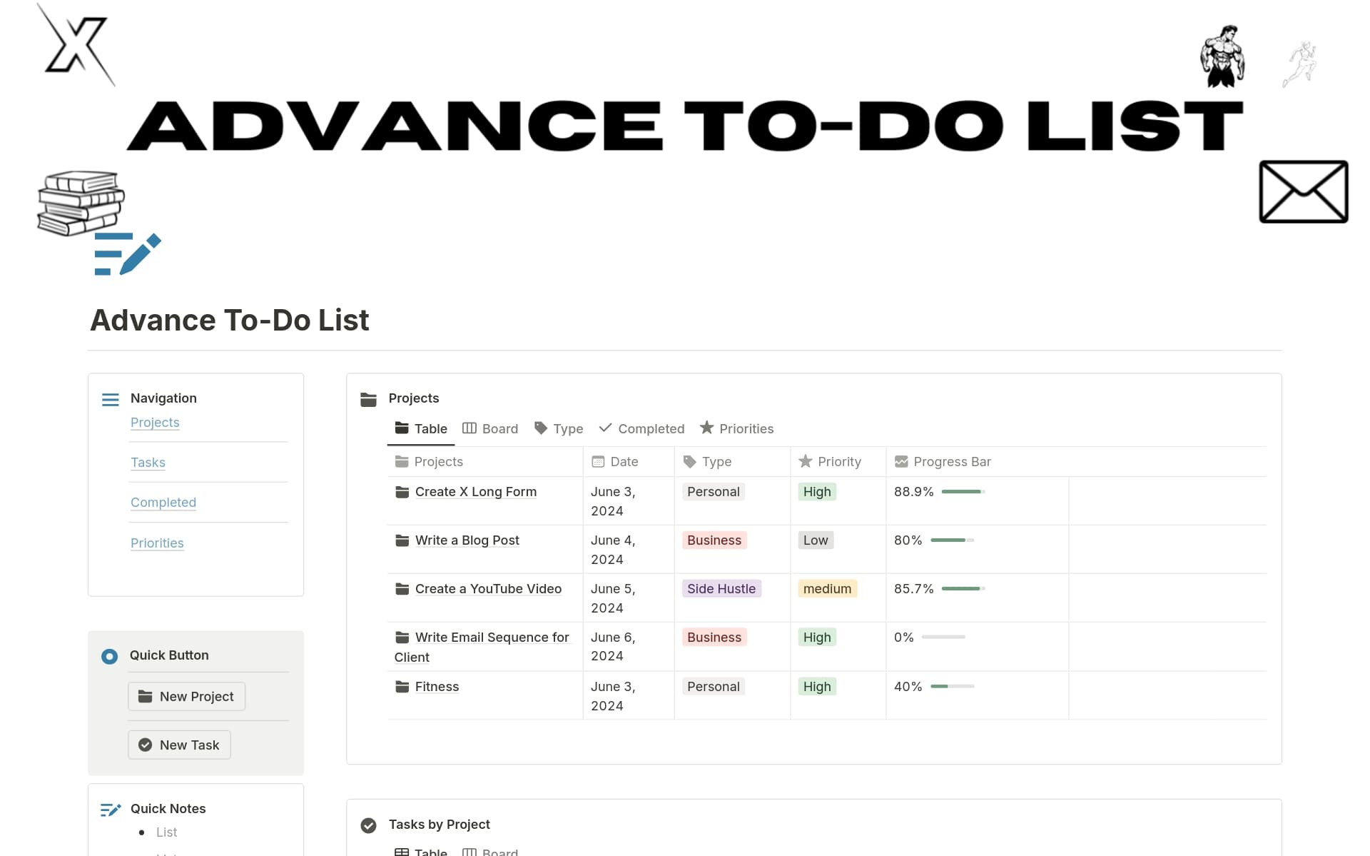 Advance ToDo List Template by Blaise Ticha Notion Marketplace